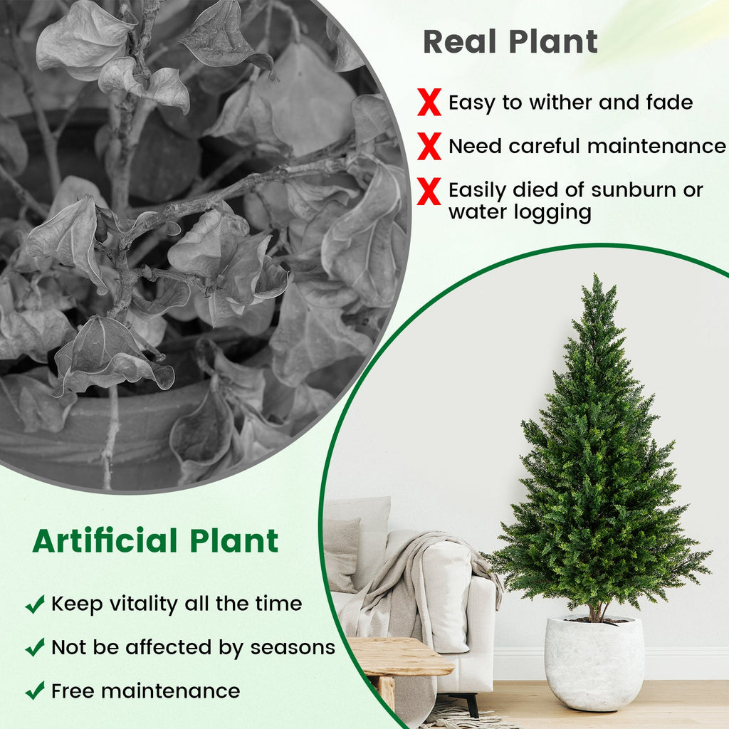 4 FT Artificial Topiary Tree Set of 2 for Indoor Outdoor Home Front Porch-Green