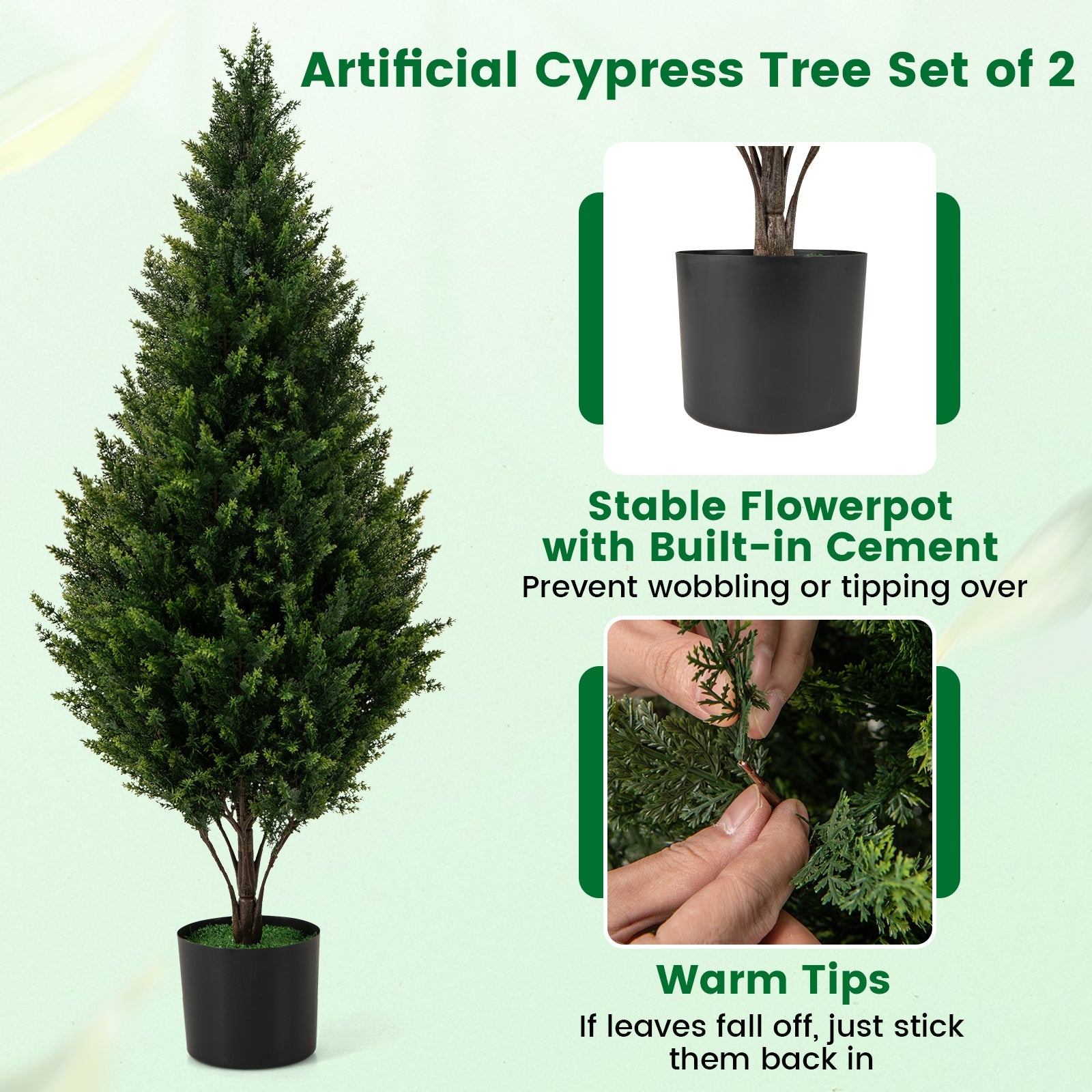 4 FT Artificial Topiary Tree Set of 2 for Indoor Outdoor Home Front Porch-Green