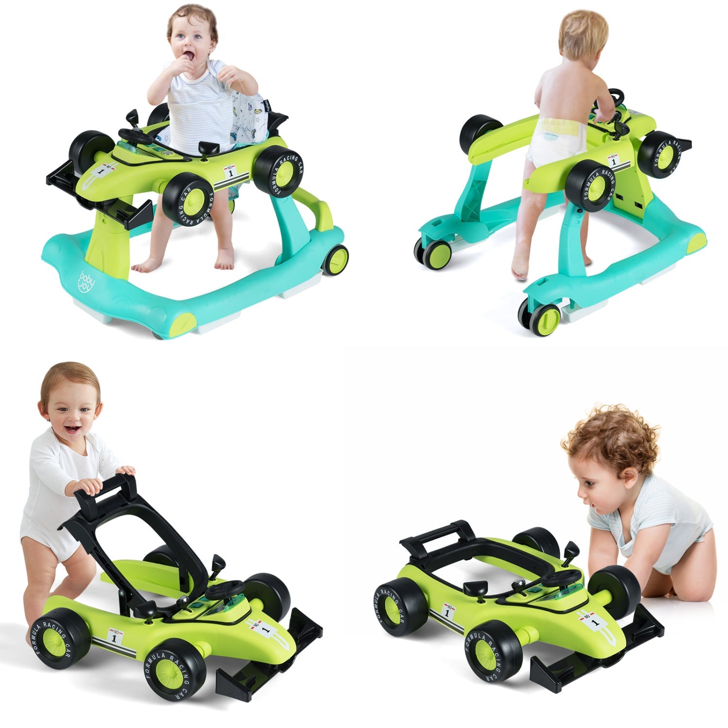 4-in-1 Foldable Activity Push Walker with Adjustable Height