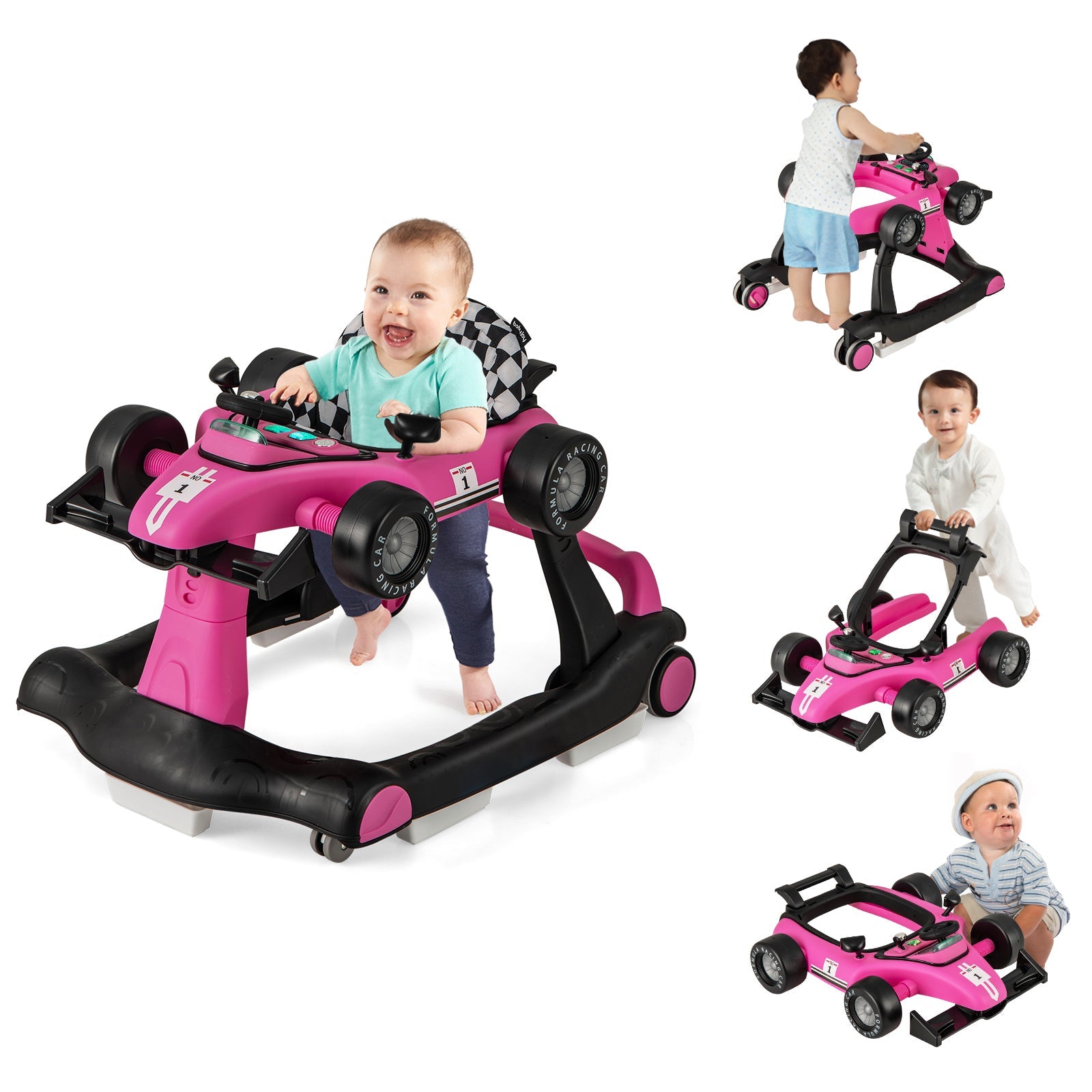 4-in-1 Foldable Activity Push Walker with Adjustable Height