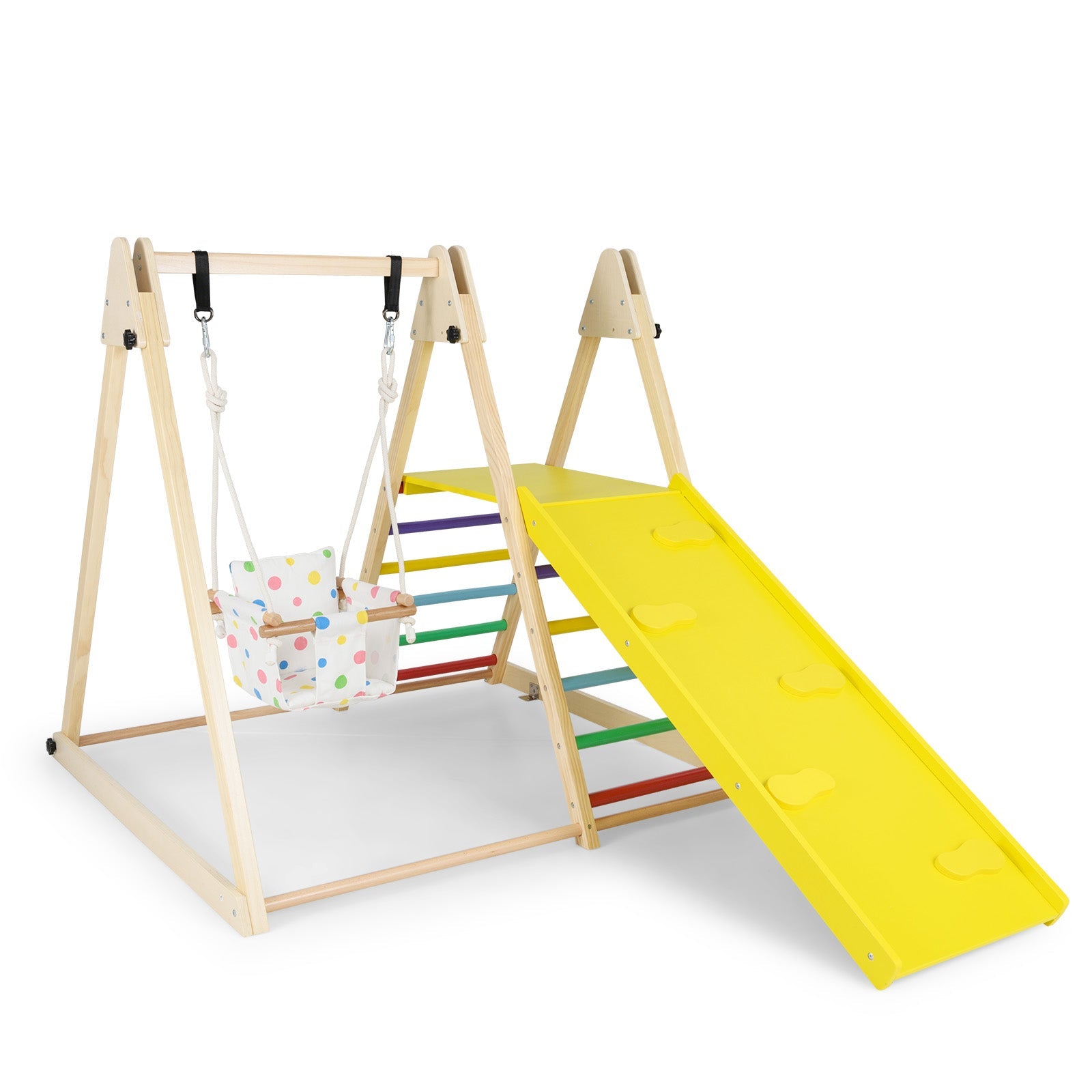 4-in-1 Indoor Jungle Gym with Baby Swing and Climbing Ramp