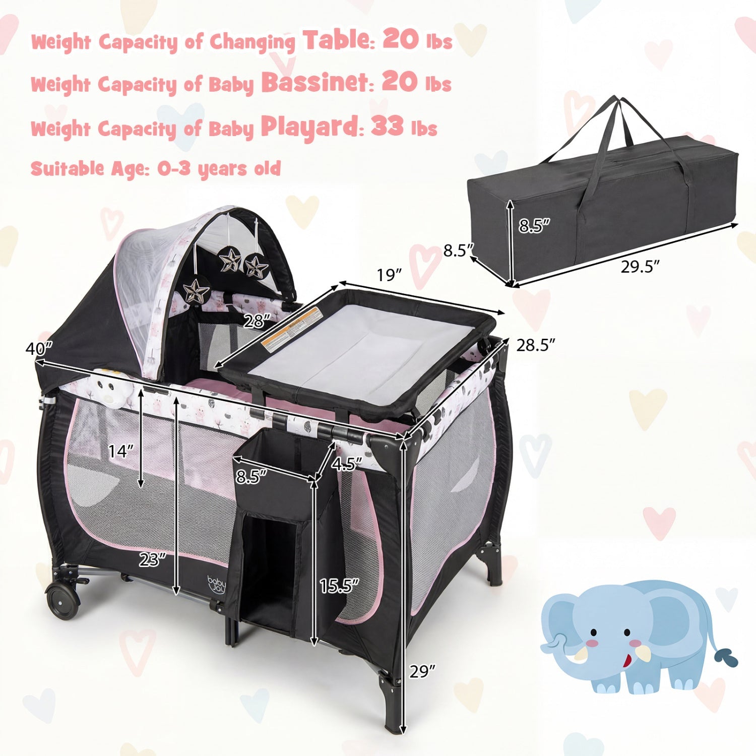 4 in 1 Portable Baby Nursery Center with Net and Music Box