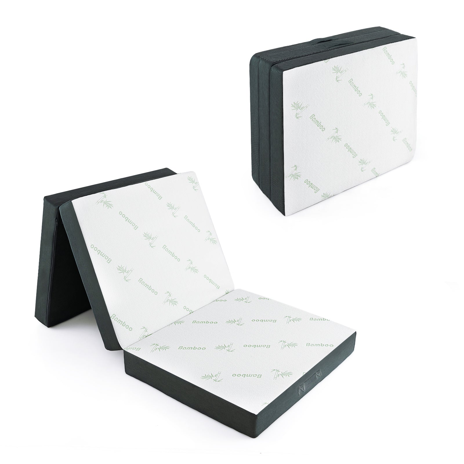 4 Inch Tri-Fold Foam Mattress with Washable Cover for Yoga Guest Mat-Gray