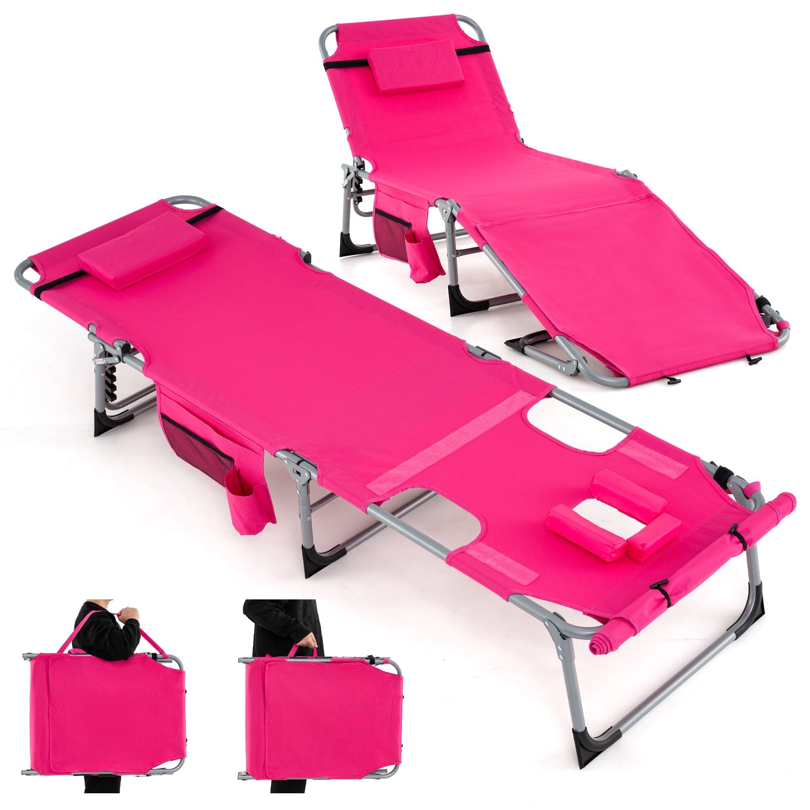 5-position Outdoor Folding Chaise Lounge Chair