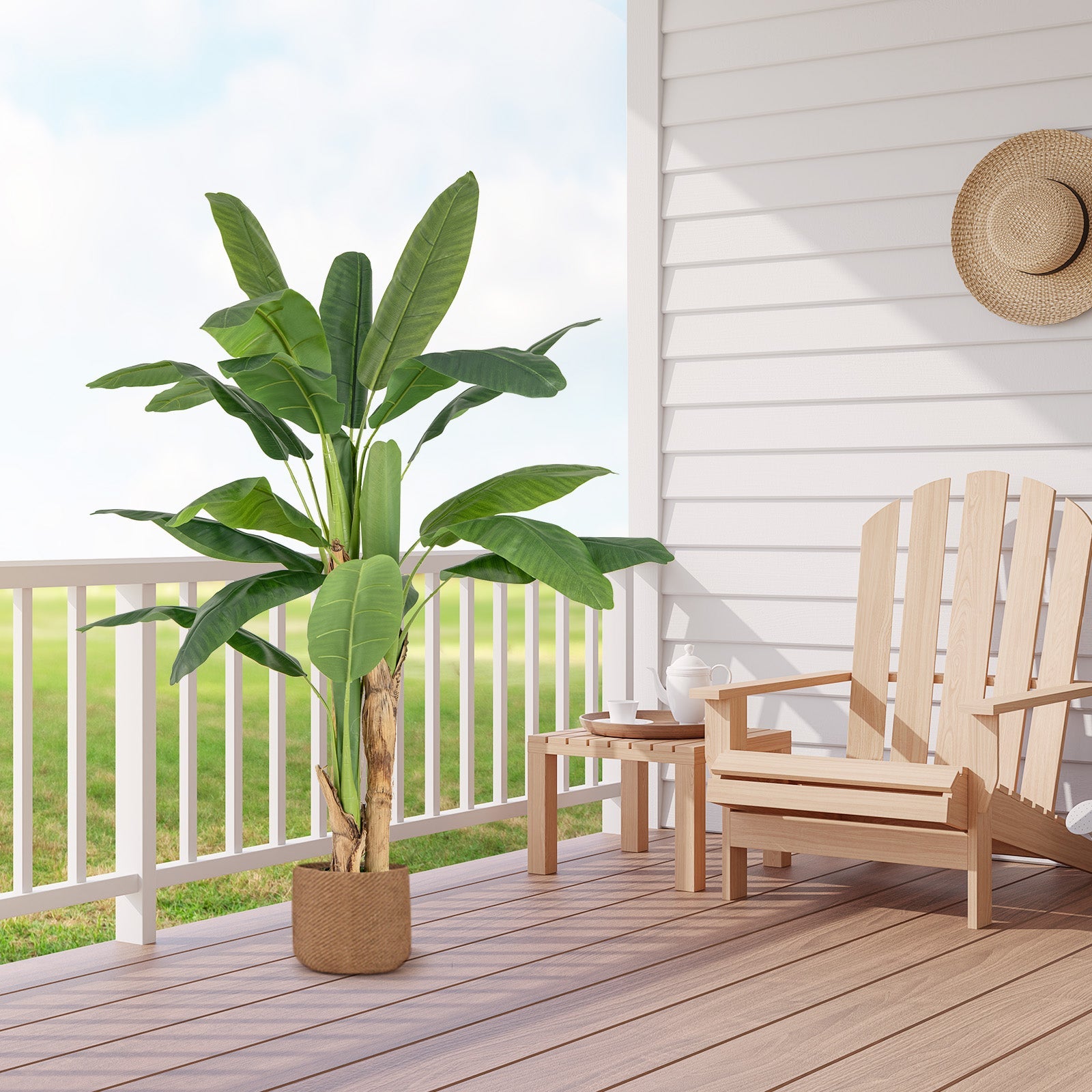 5.3 Feet Tall Bird of Paradise Artificial Plant Faux Banana Leaf Tree