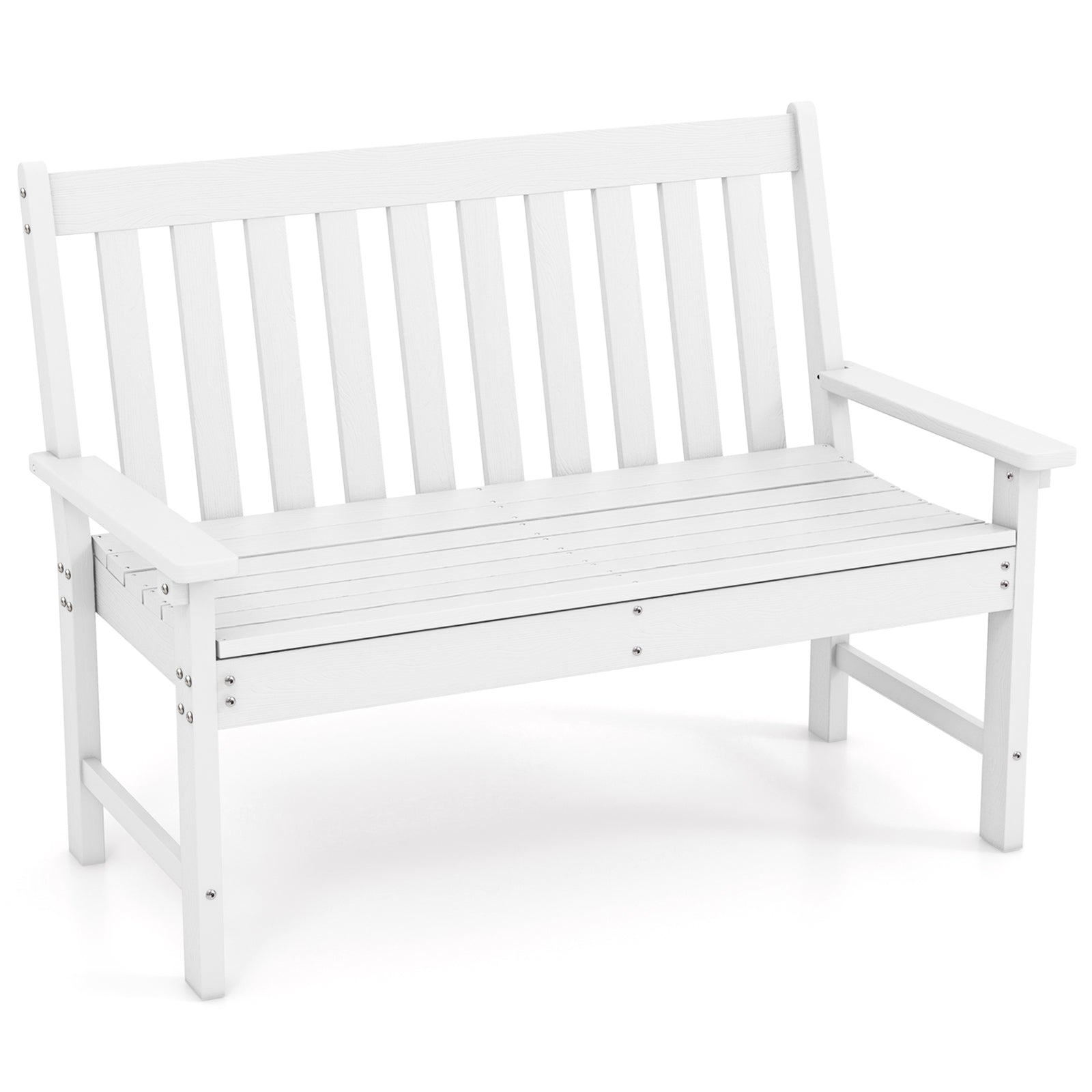 52 Inch All-Weather HDPE Outdoor Bench with Backrest and Armrests