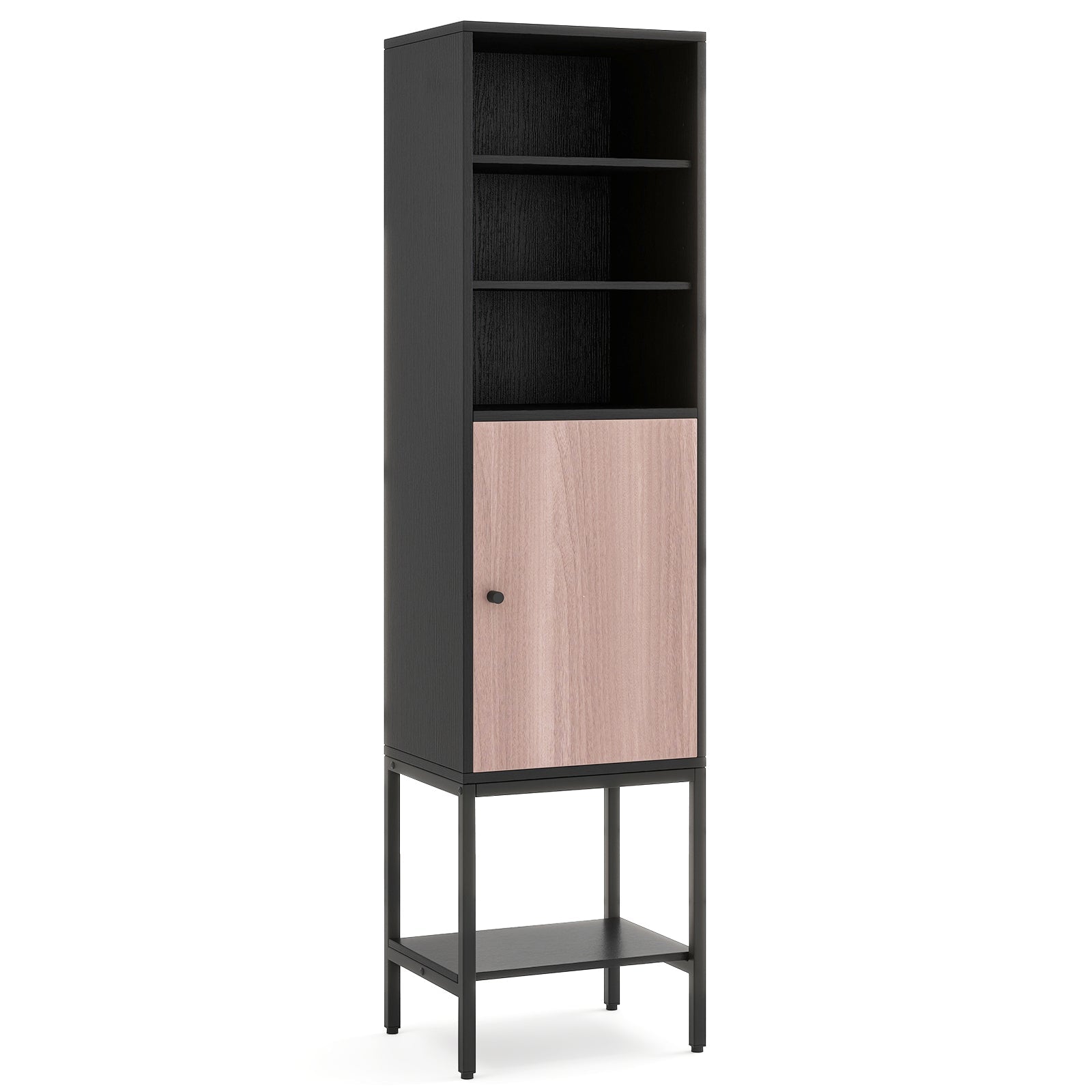 57 Inch Bathroom Tall Cabinet with 1 Door and 4 Shelves Narrow Storage Unit