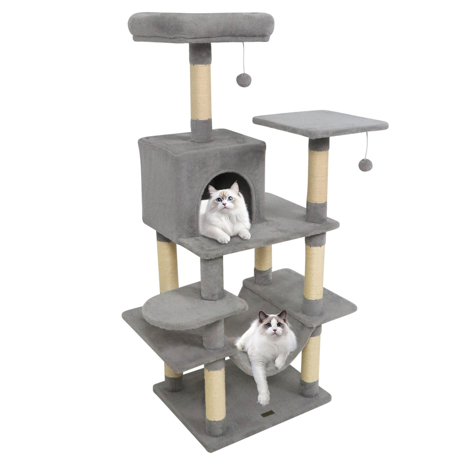 58" Multi-Level Cat Tree Soft Plush Cat Tower with Padded Top Perch
