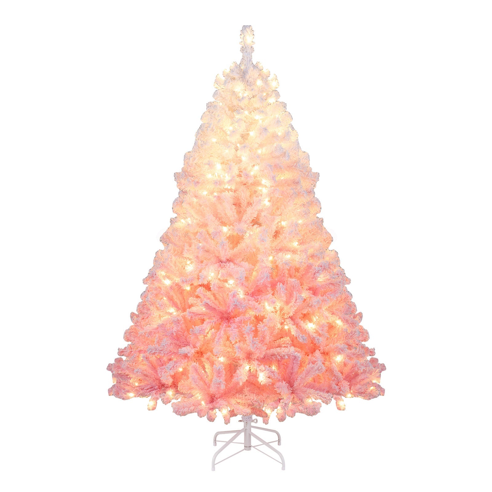 5/6/7/8 FT Artificial Christmas Tree with Warm White LED Lights and 8 Modes for Holiday