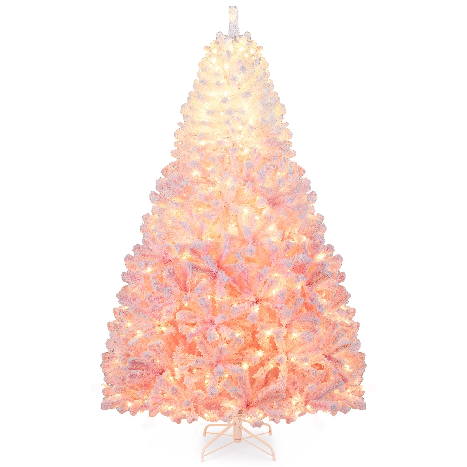 5/6/7/8 FT Artificial Christmas Tree with Warm White LED Lights and 8 Modes for Holiday