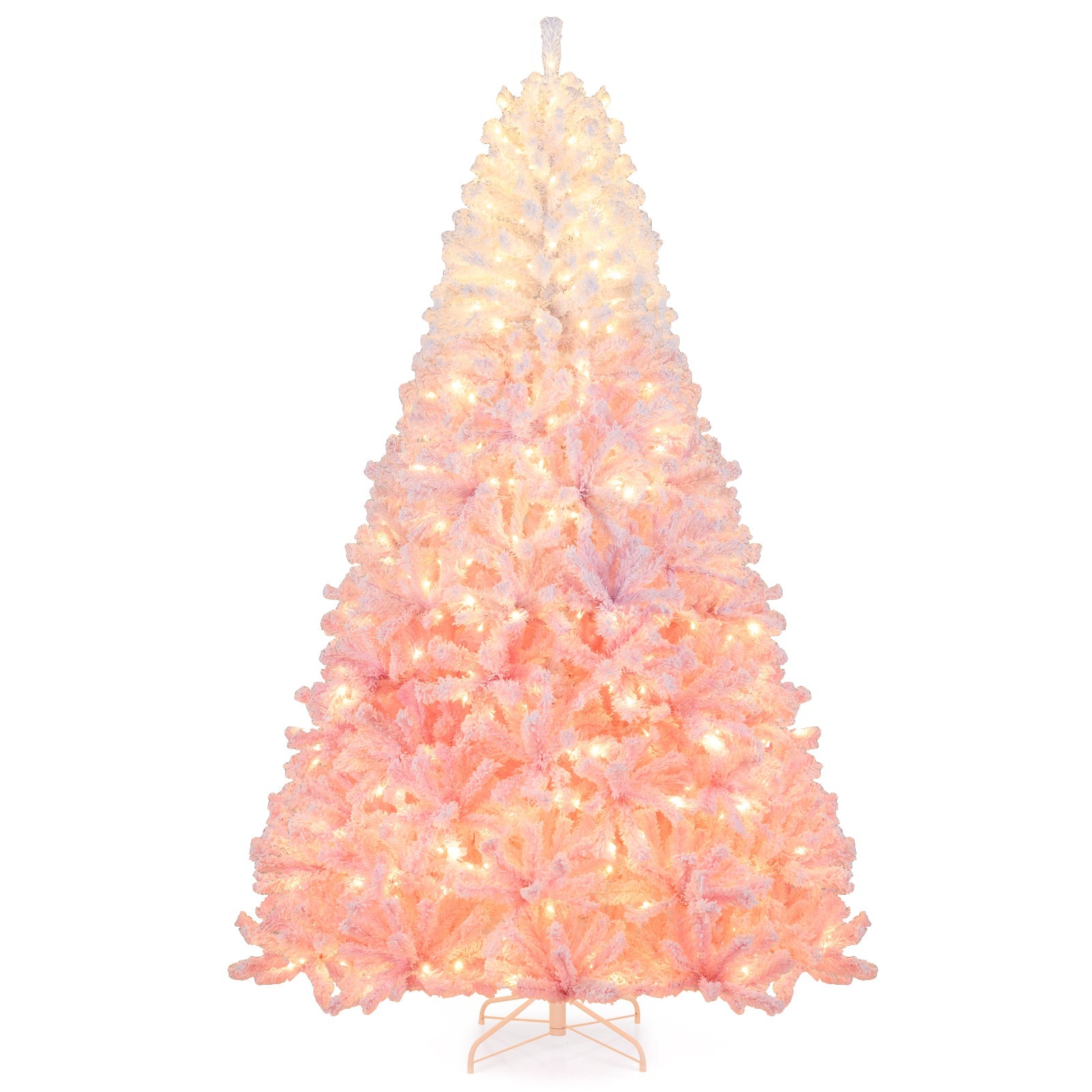 5/6/7/8 FT Artificial Christmas Tree with Warm White LED Lights and 8 Modes for Holiday