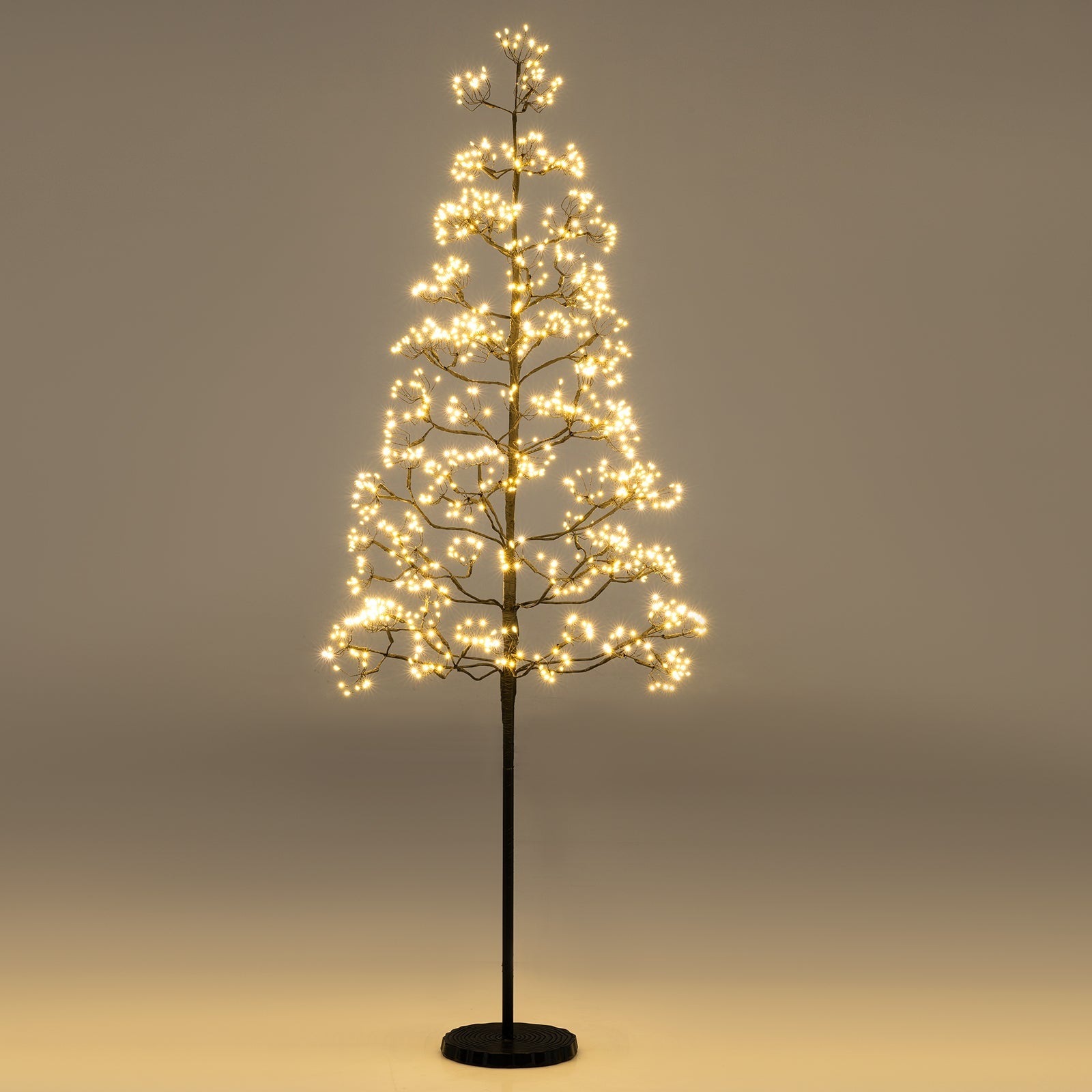 5/6/7 FT Lighted Alpine Tree with Warm White Light LED Lights Pre-lit Artificial Cedar Tree with Weighted Base