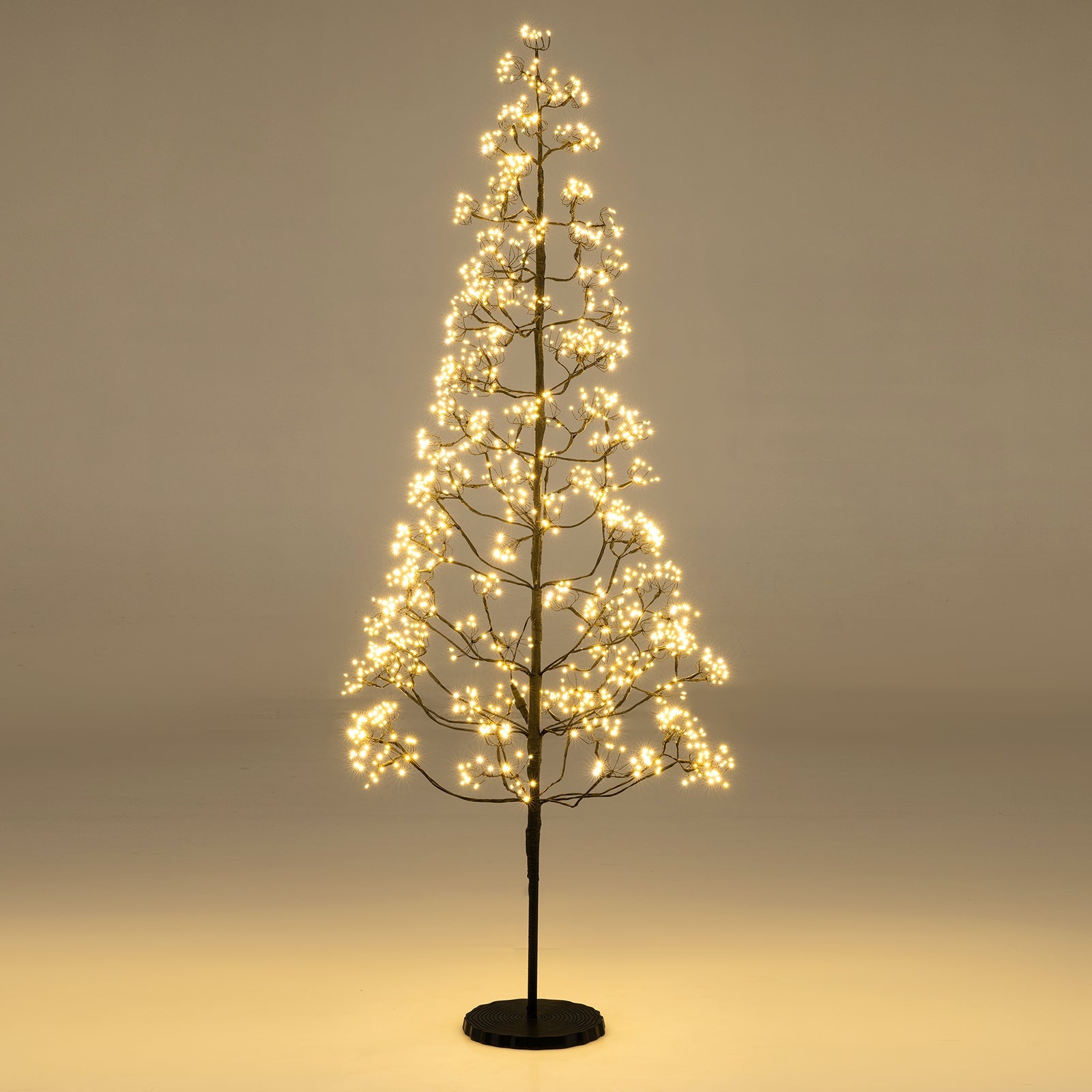 5/6/7 FT Lighted Alpine Tree with Warm White Light LED Lights Pre-lit Artificial Cedar Tree with Weighted Base