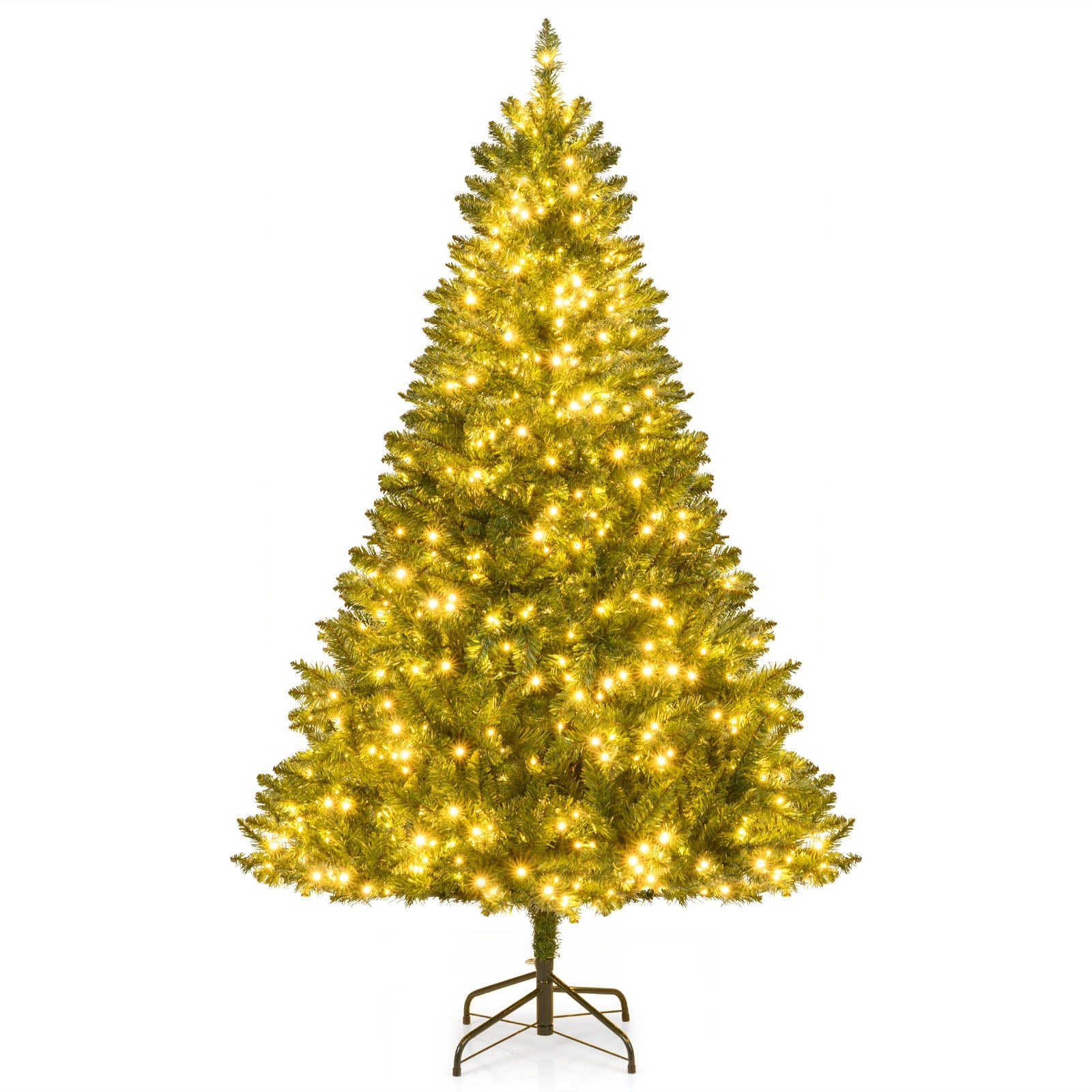 5/6/7 Feet Artificial Christmas Tree Hinged Xmas Tree with 7 Lighting Modes