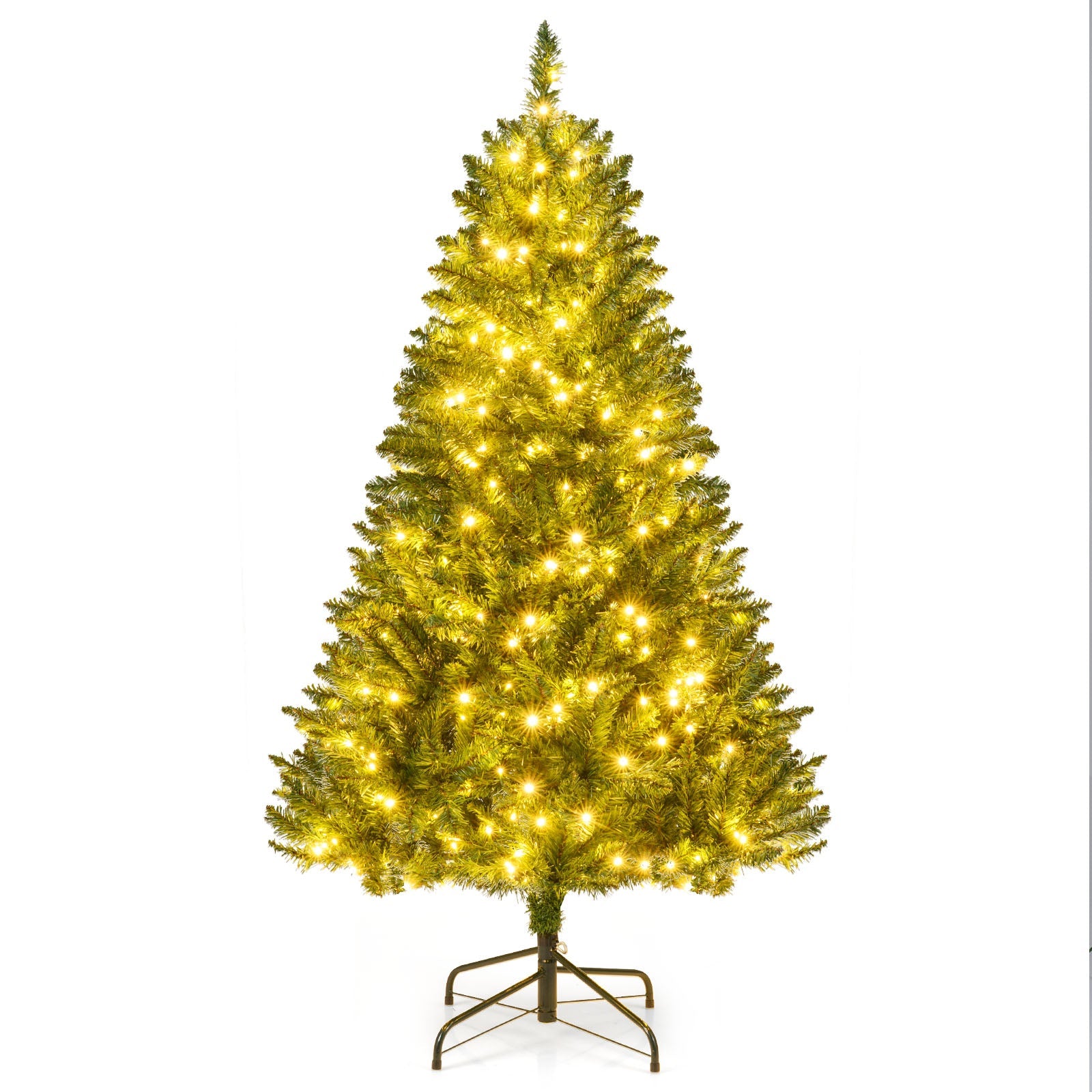 5/6/7 Feet Artificial Christmas Tree Hinged Xmas Tree with 7 Lighting Modes