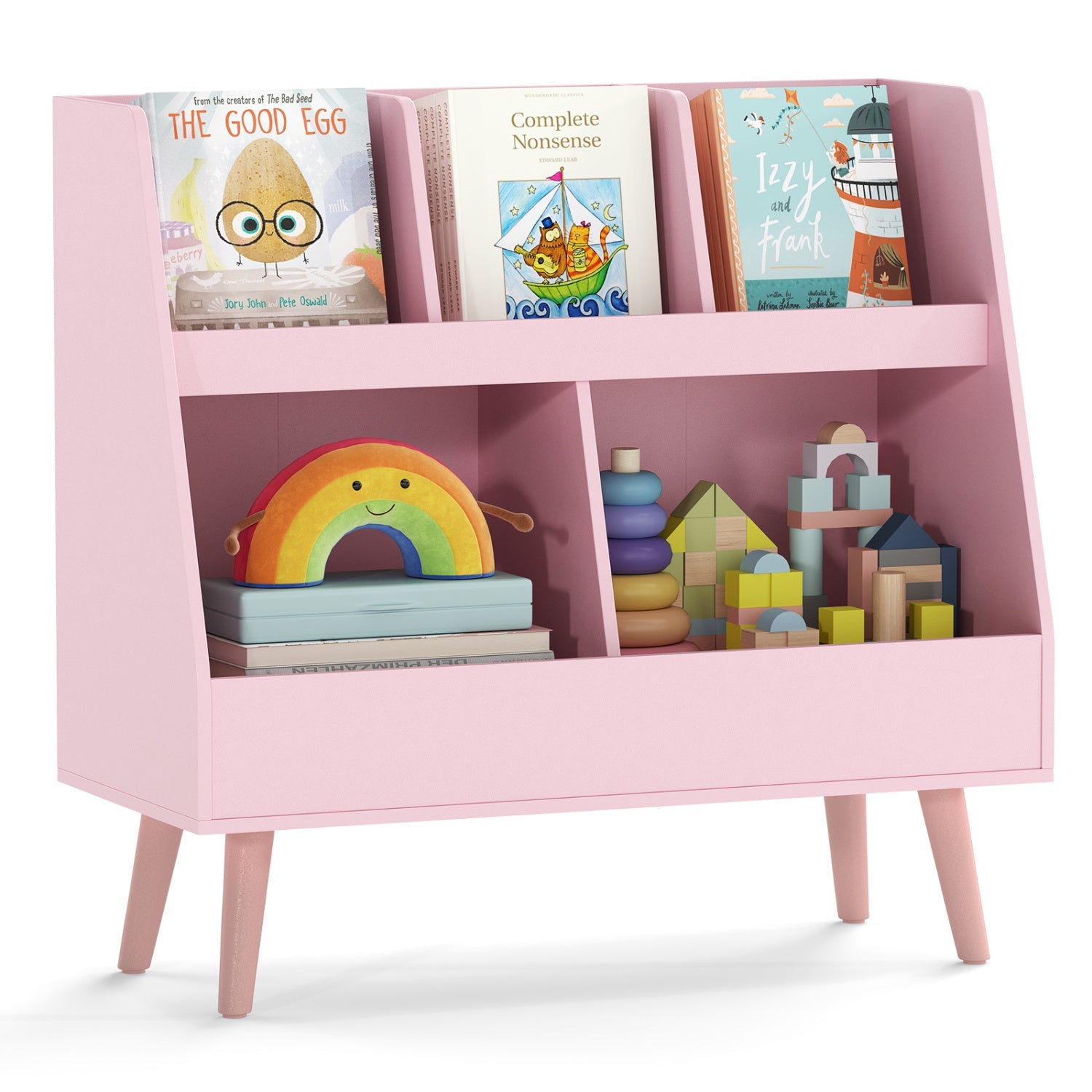 5-Cube Kids Bookshelf and Toy Organizer with Anti-Tipping Kits