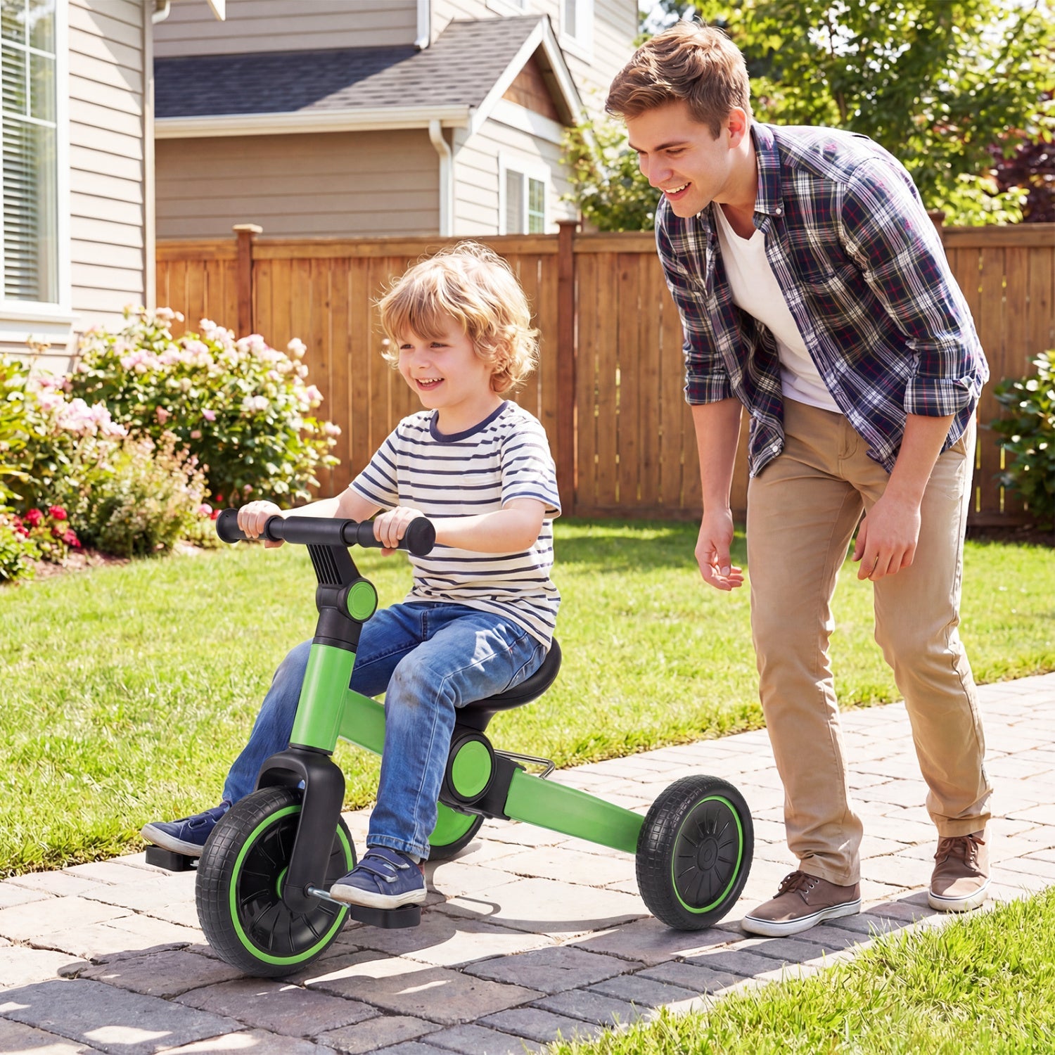5-In-1 Toddler Bike Kids Balance Bike with Removable Pedals