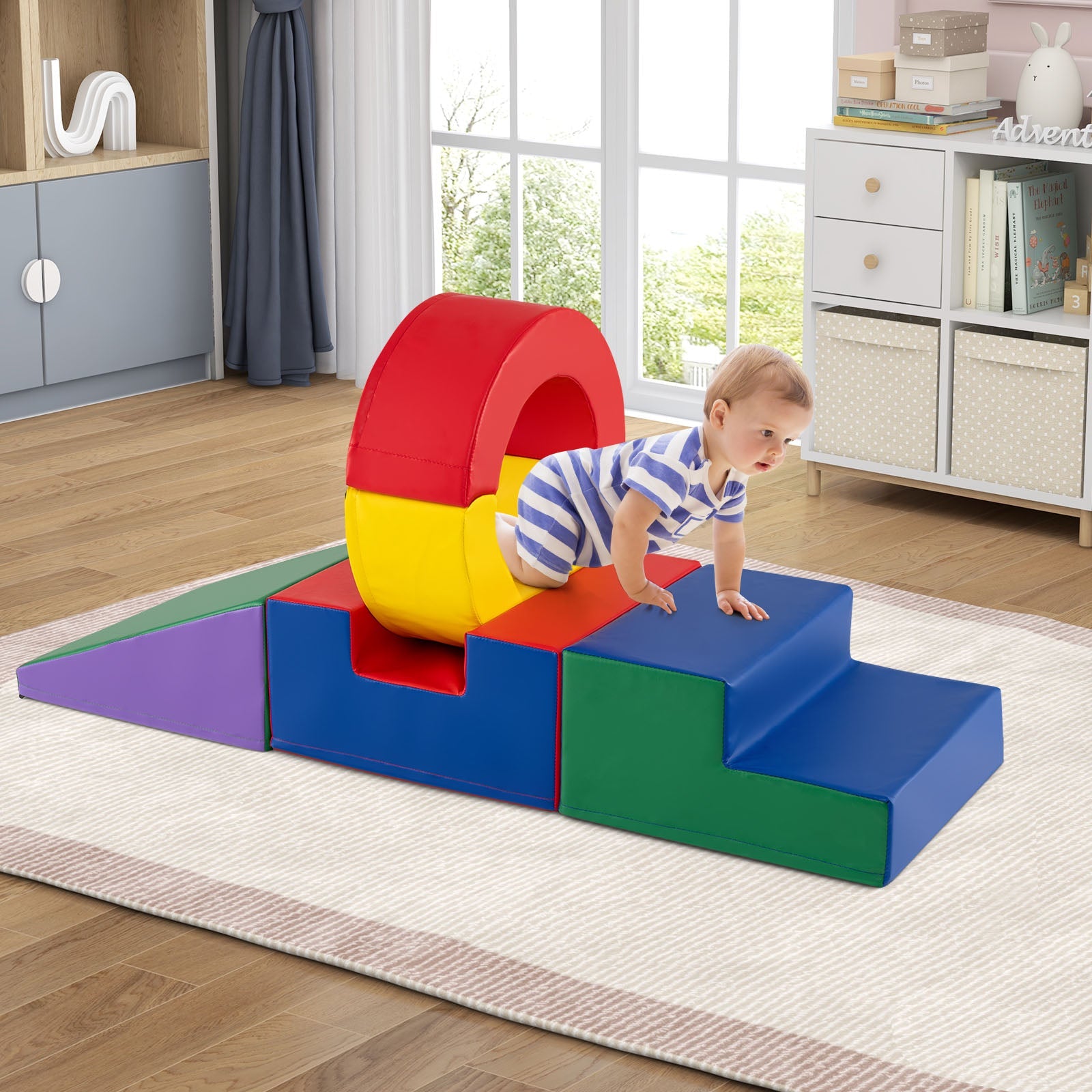 5 Pieces Kids Climbing Toys with PU Leather Cover-Multicolor