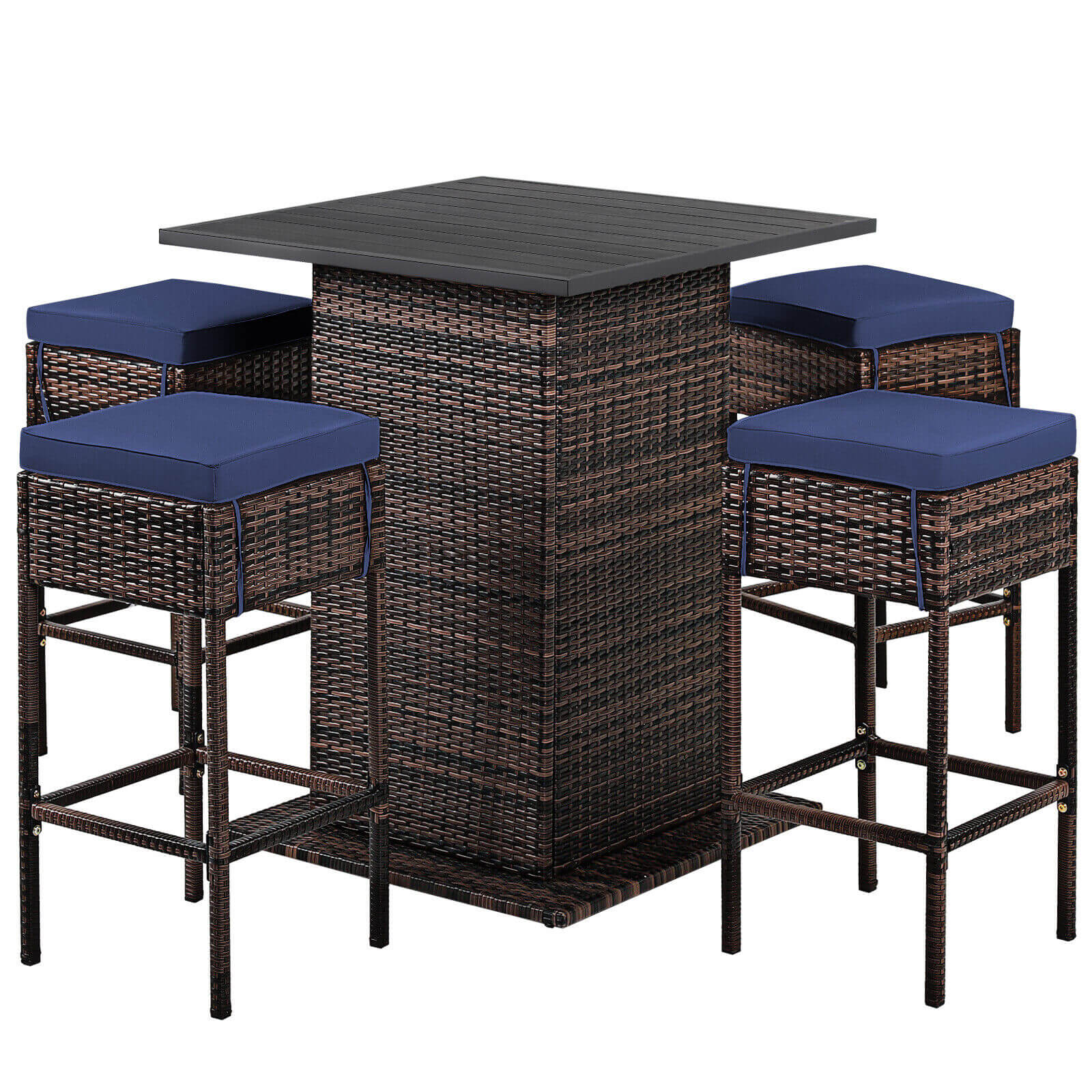 5 Pieces Patio Rattan Bar