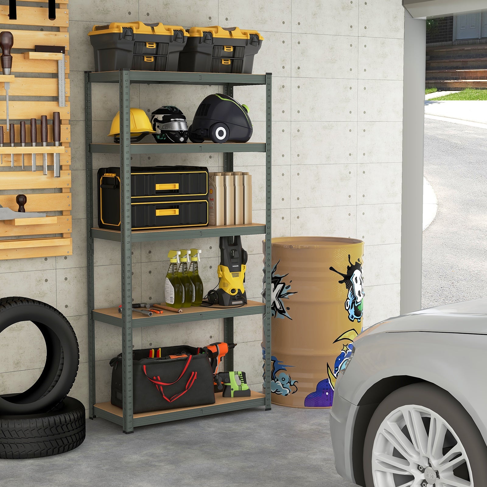 5-Tier Heavy Duty Metal Shelving Unit with 2000 LBS Total Load Capacity