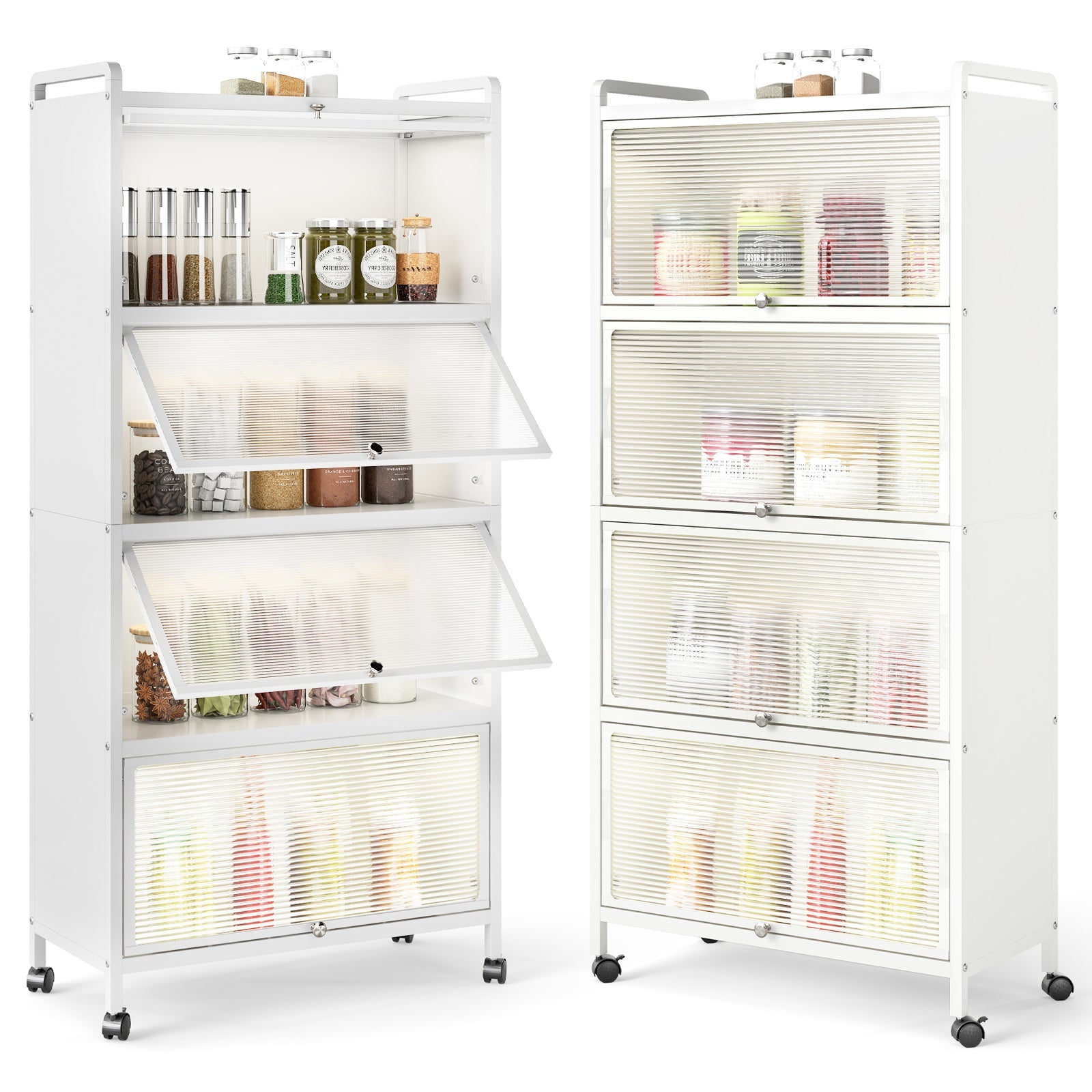 5-Tier Kitchen Pantry Storage Cabinet with Flip-Up Doors