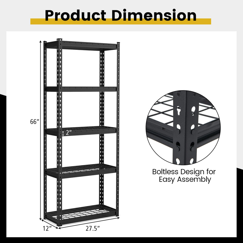 5-Tier Heavy Duty Wire Storage Racks with Anti-slip Foot Pad