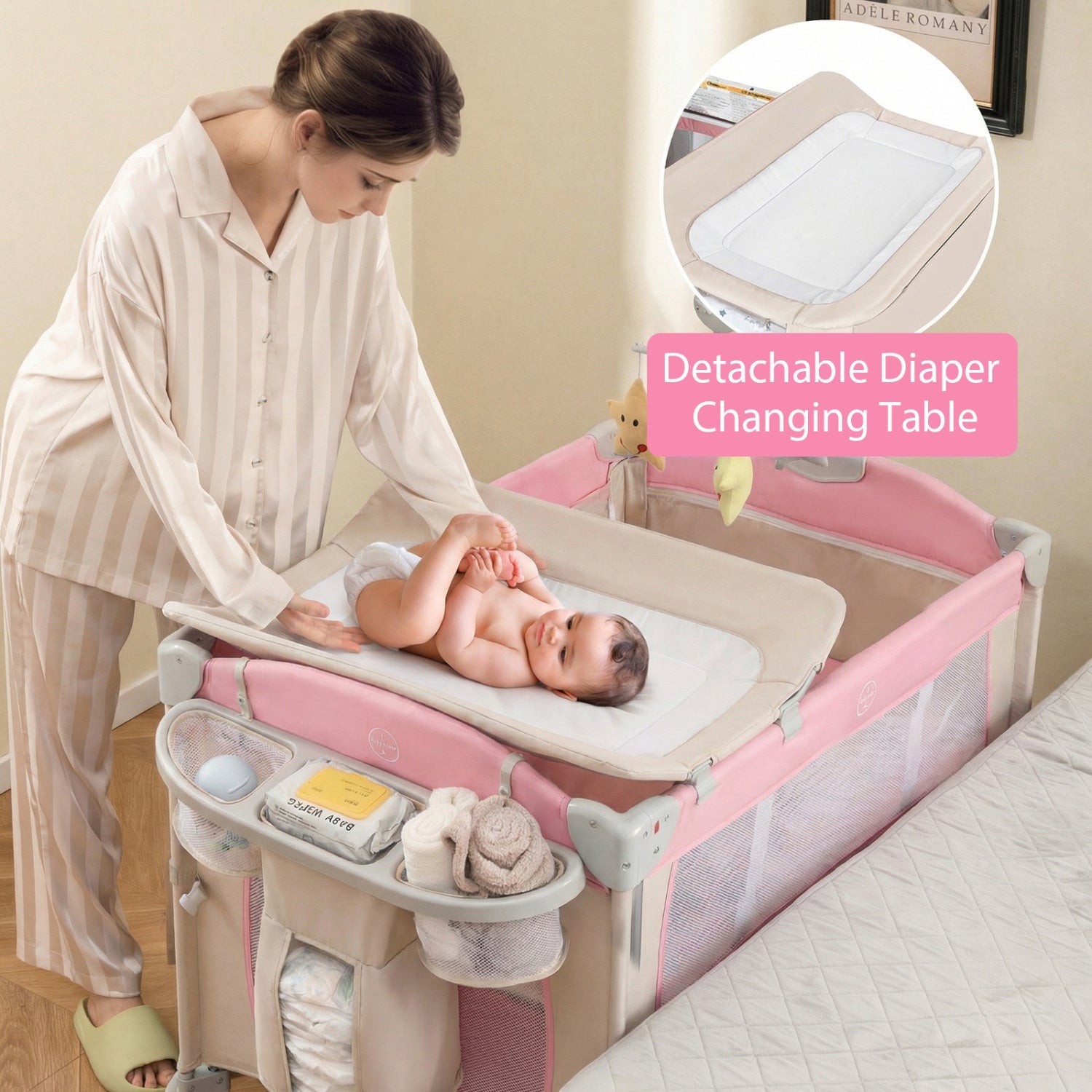 5-in-1 Portable Pack and Play with Diaper Changing Table
