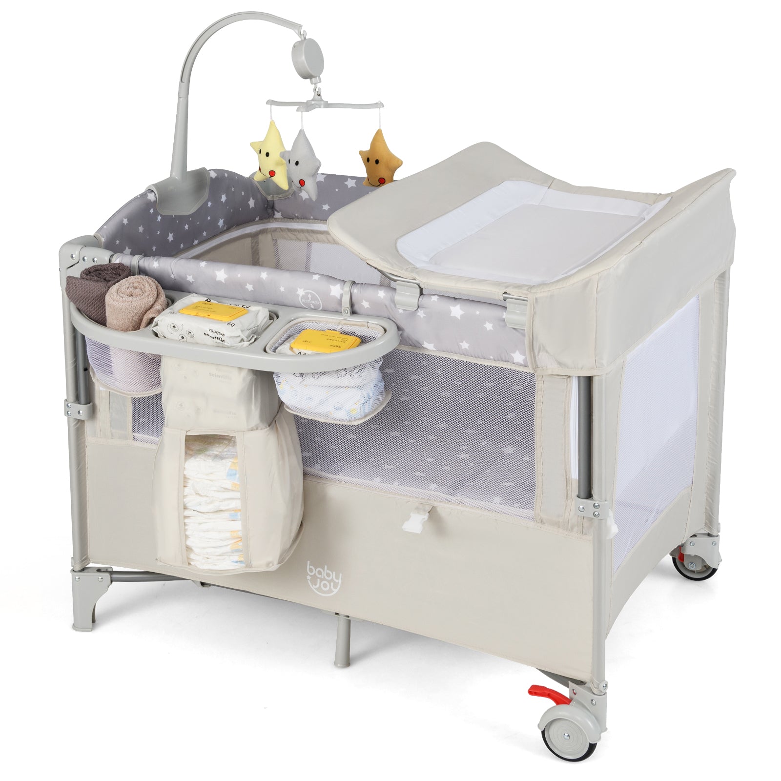 5-in-1 Portable Pack and Play with Diaper Changing Table