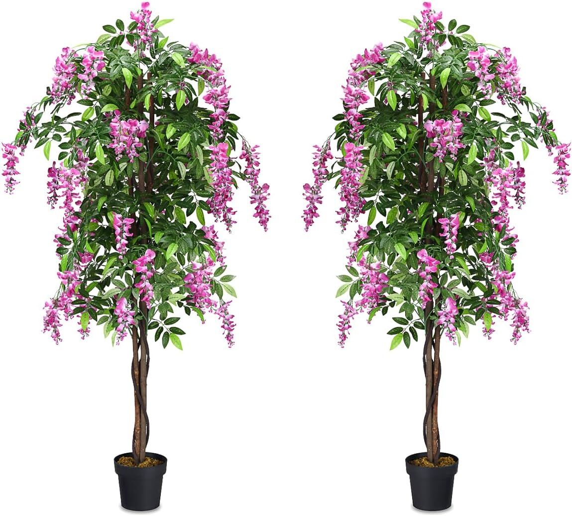 6-Feet Artificial Wisteria Silk Indoor-Outdoor Tree