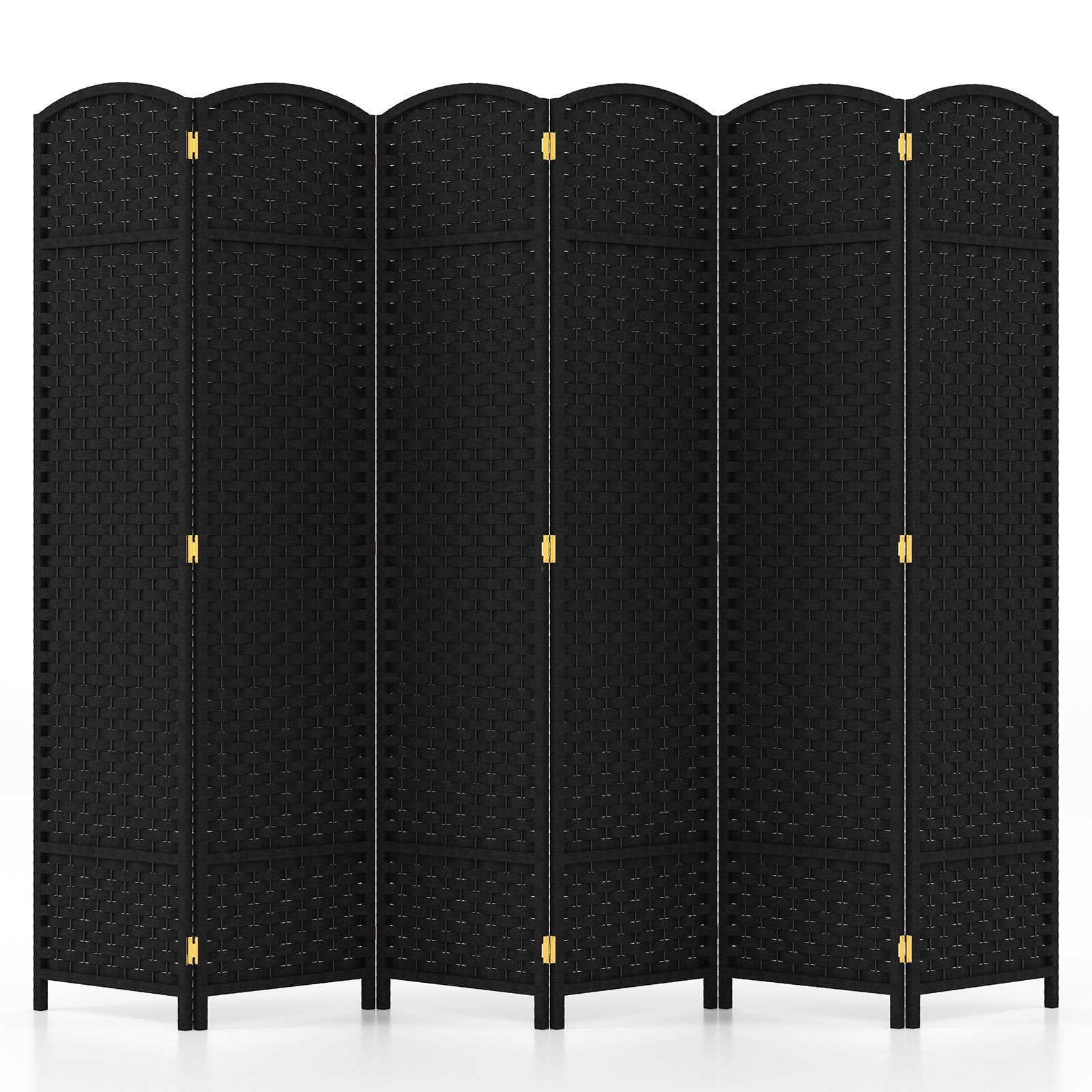 6-Panel Room Divider 5.6 FT Tall Folding Privacy Screen with Hand-woven Texture