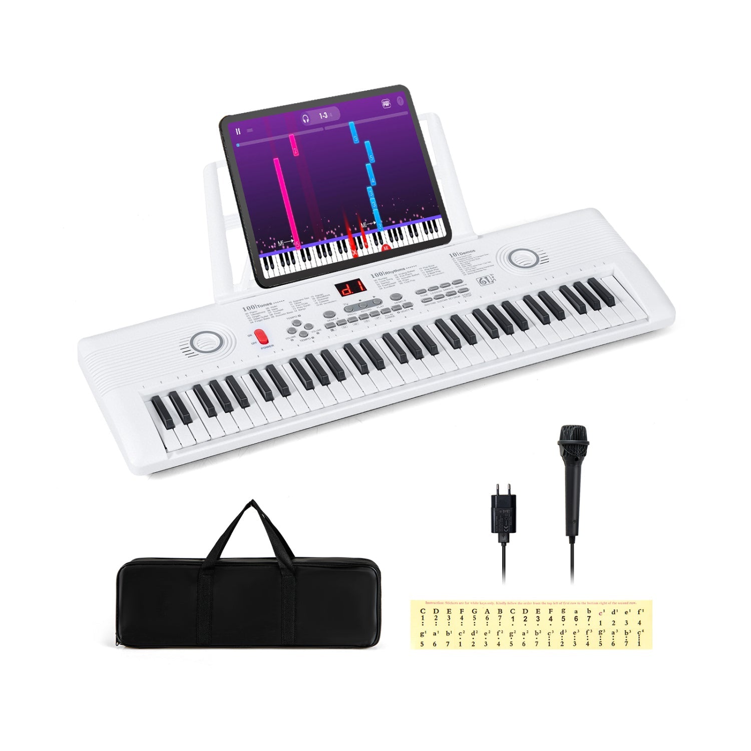 61 Key Electric Portable Digital Keyboard Piano for Beginner-Black