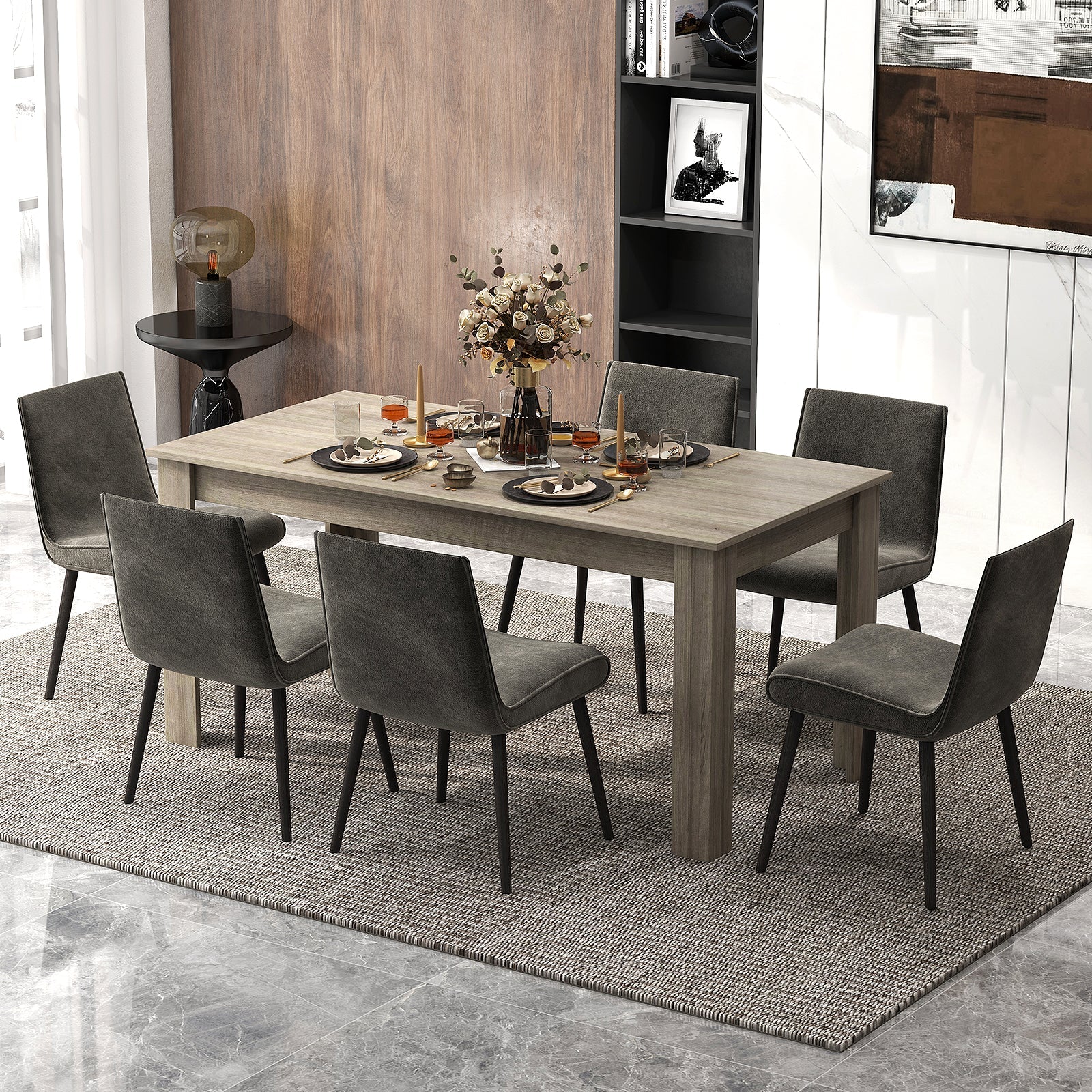 63 Inch Rectangular Modern Dining Kitchen Table