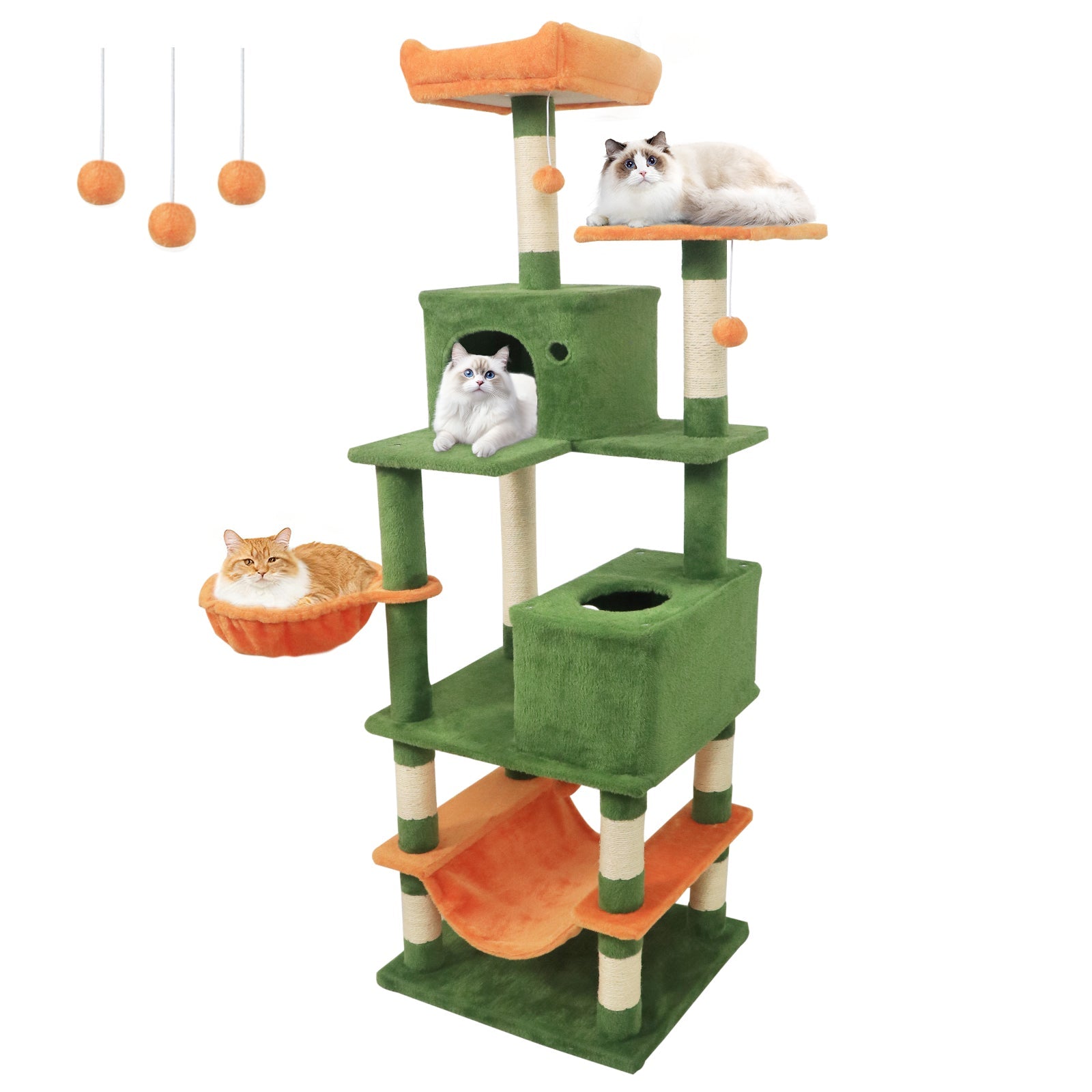 66 Inch Tall Cat Tree Multi-Level Cat Tower with 2 Condos Sisal Scratching Posts