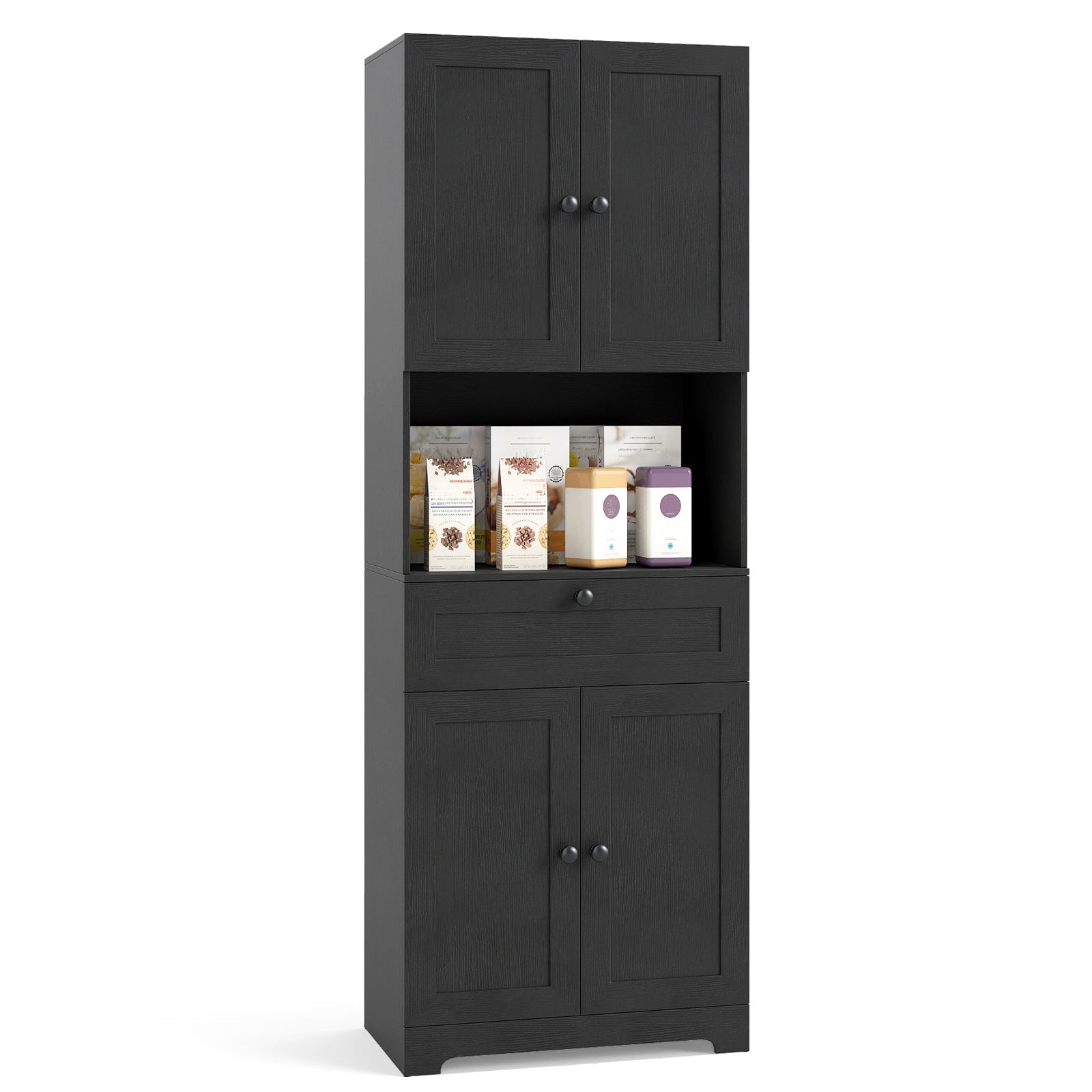 67.5 Inch Tall Modern Freestanding Floor Storage Cabinet with 4 Doors and 1 Drawer