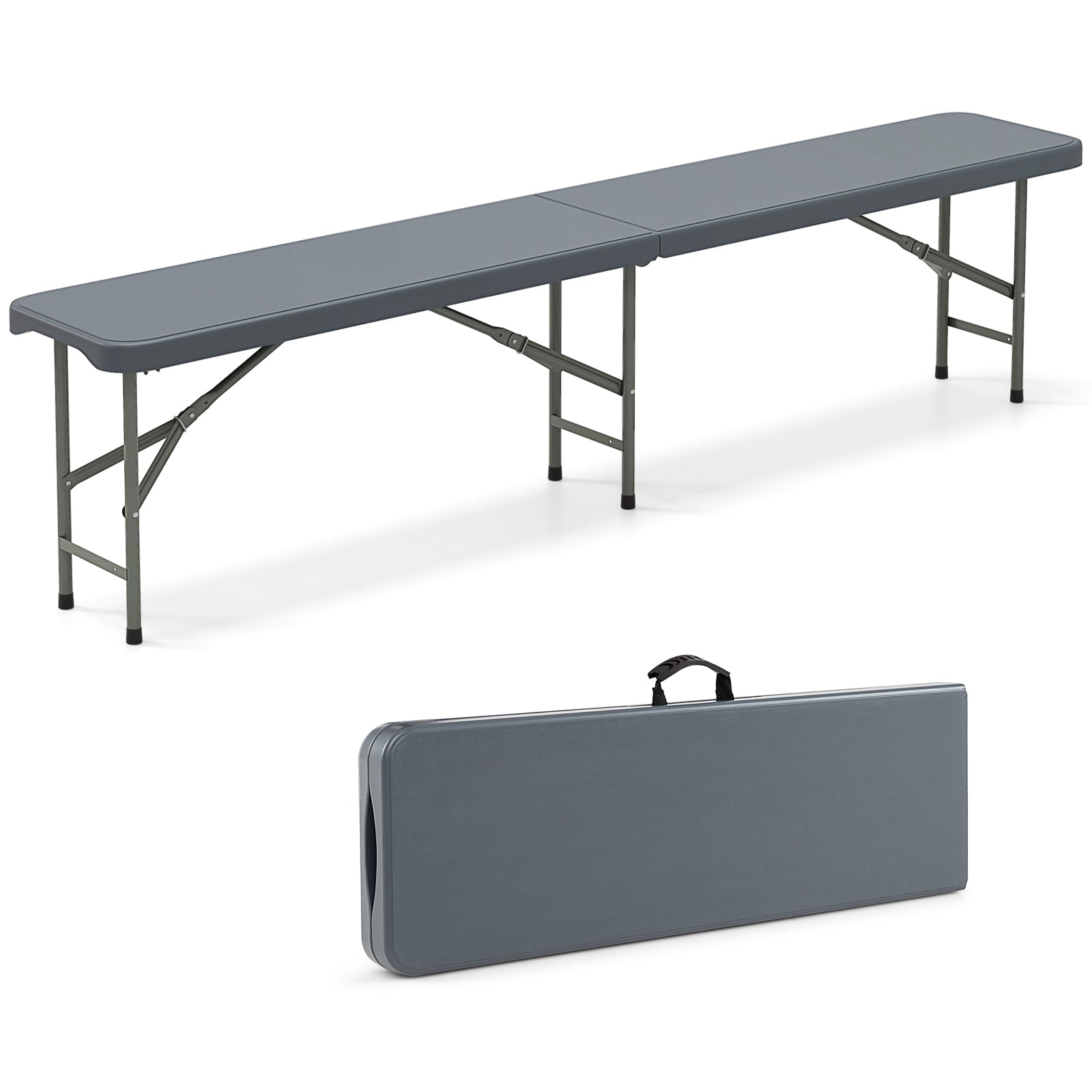 6 Feet Plastic Folding Bench Portable Seat with Handle and Lock