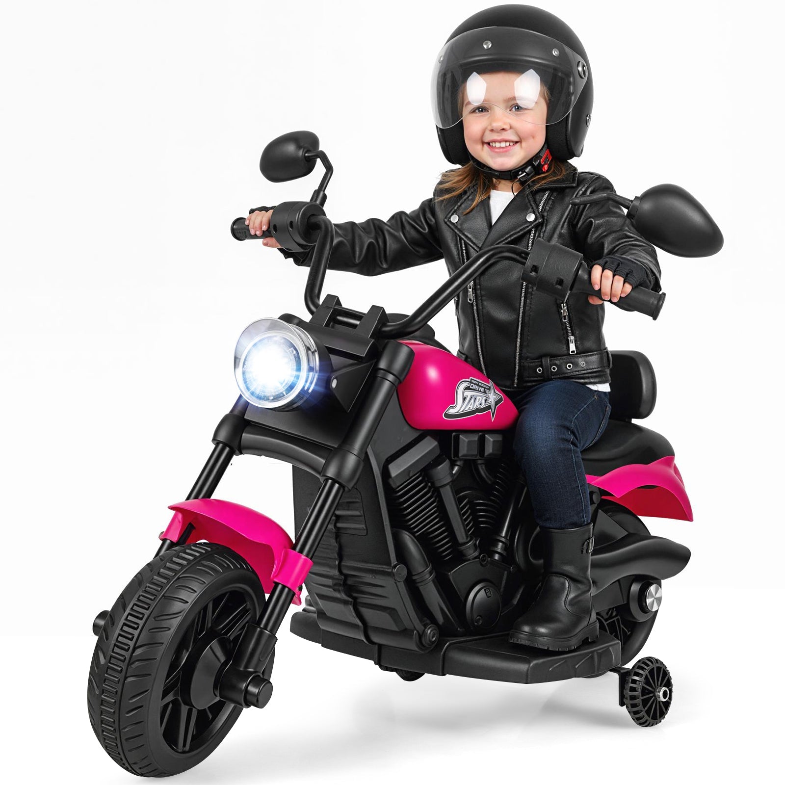 6V Kids Motorcycle with Headlight and Music and Training Wheels