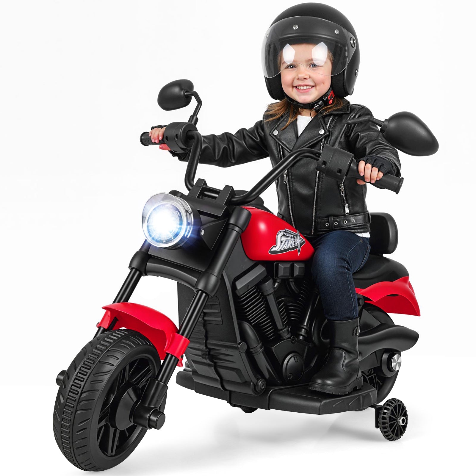 6V Kids Motorcycle with Headlight and Music and Training Wheels