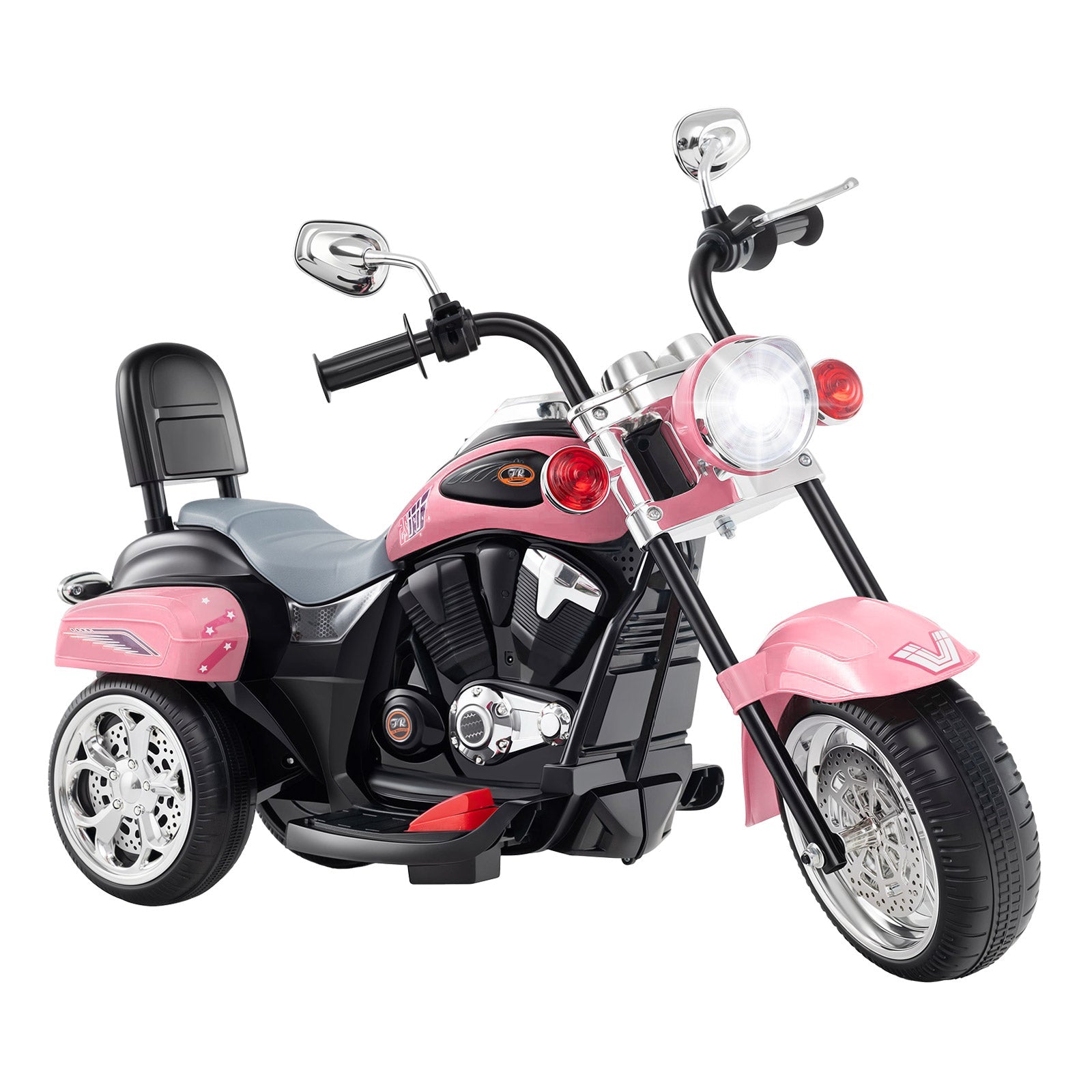 6V Powered Toddler 3-Wheel Motorbike Ride On Toy with Horn and Headlight-Black and White