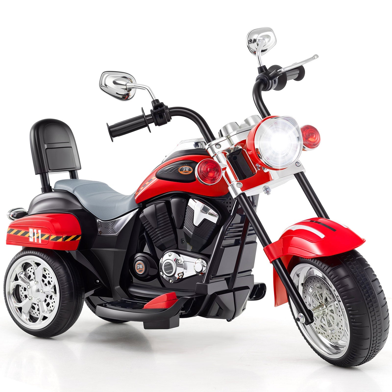 6V Powered Toddler 3-Wheel Motorbike Ride On Toy with Horn and Headlight-Black and White
