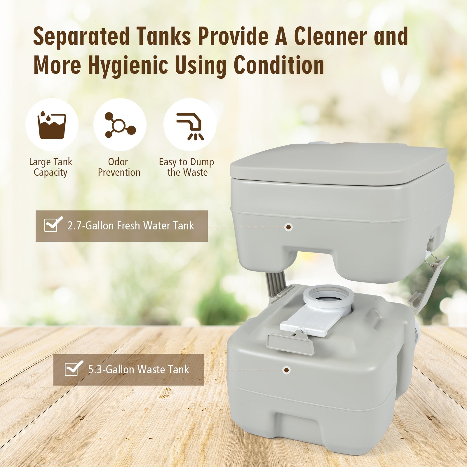 5.3 Gallon 20 L Portable Travel Toilet for Camping RV Indoor Outdoor