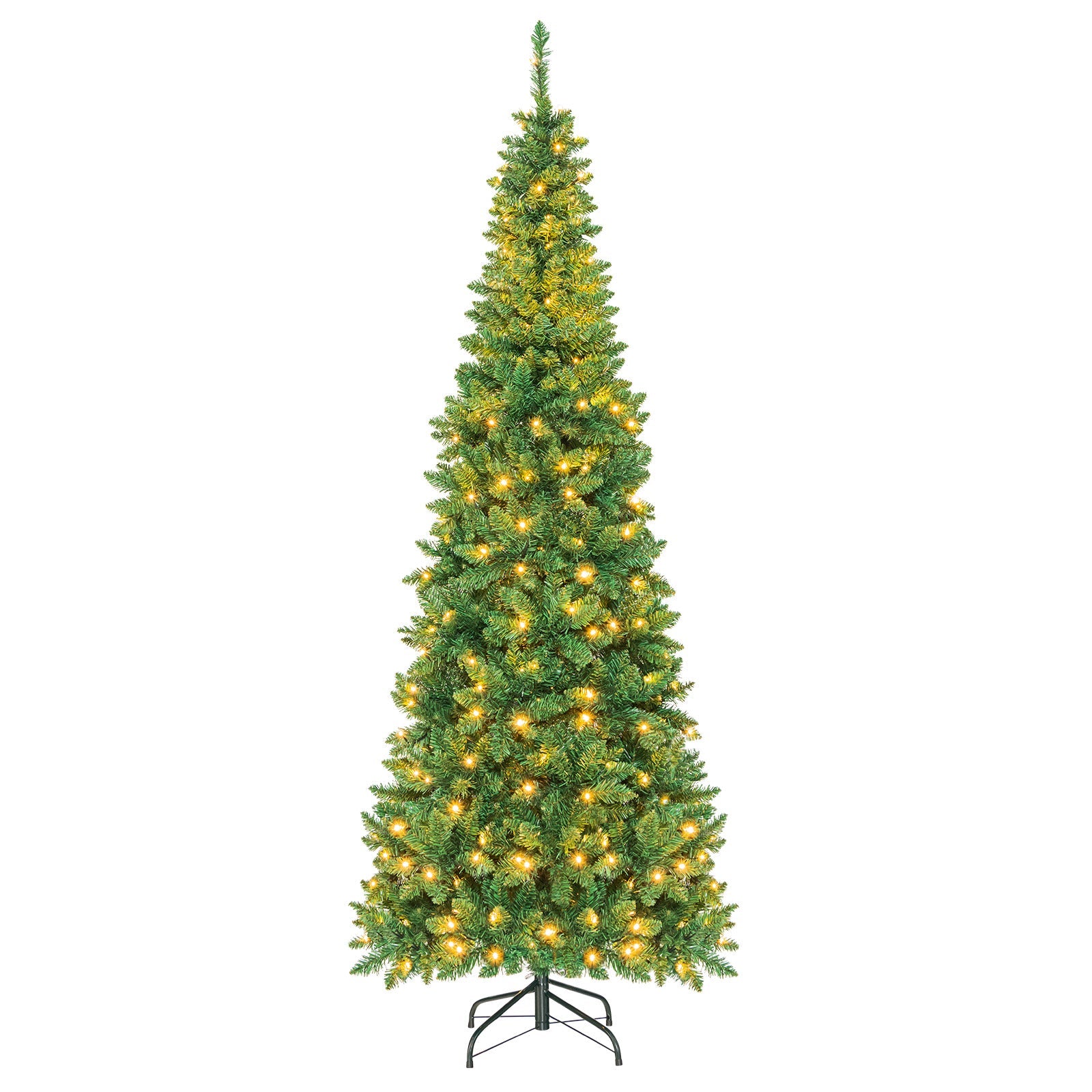 4.5 ft Pre-Lit Premium Hinged Artificial Fir Pencil Christmas Tree with LED Lights