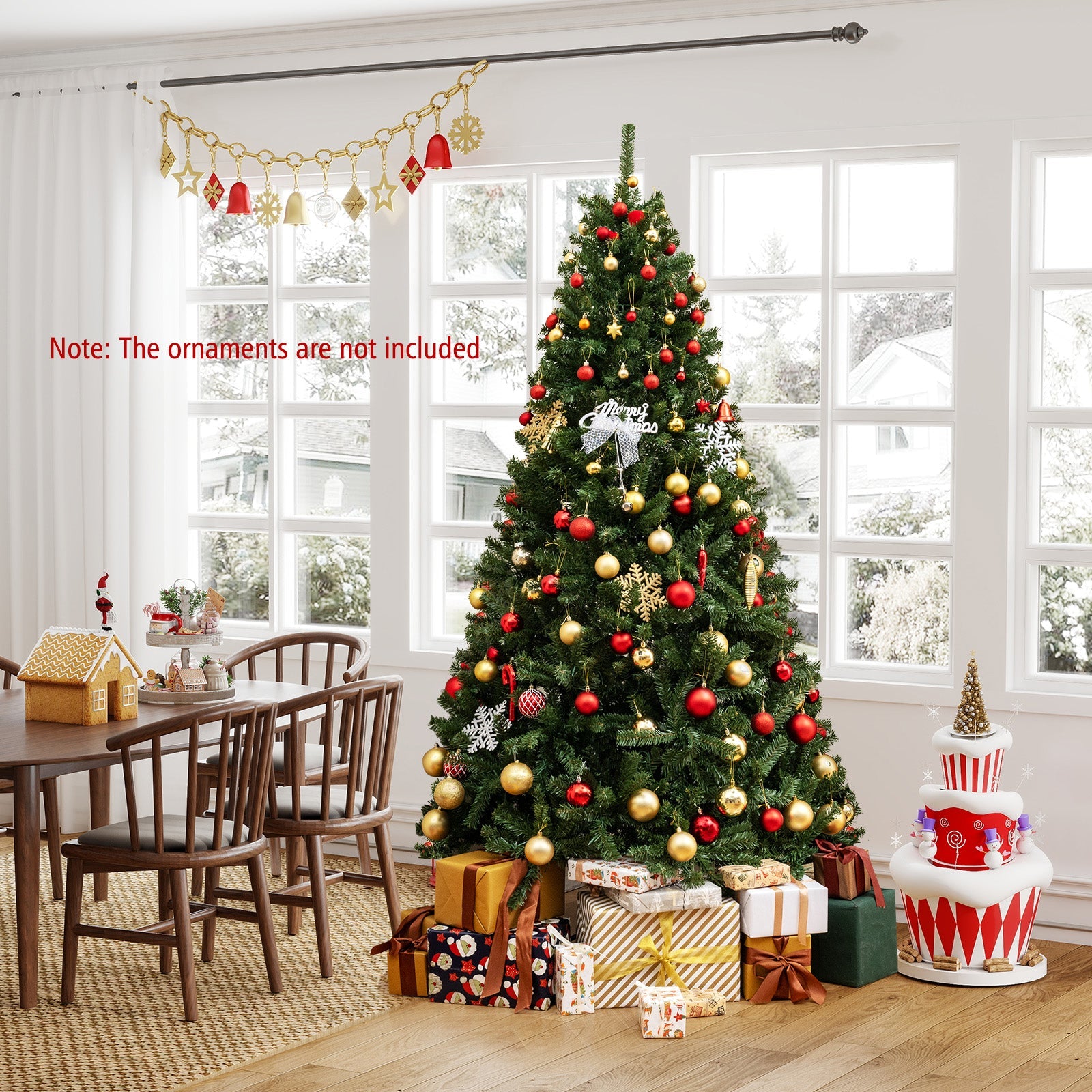 6/7/8 FT Pre-Lit Artificial Christmas Tree with Remote Control and LED Lights