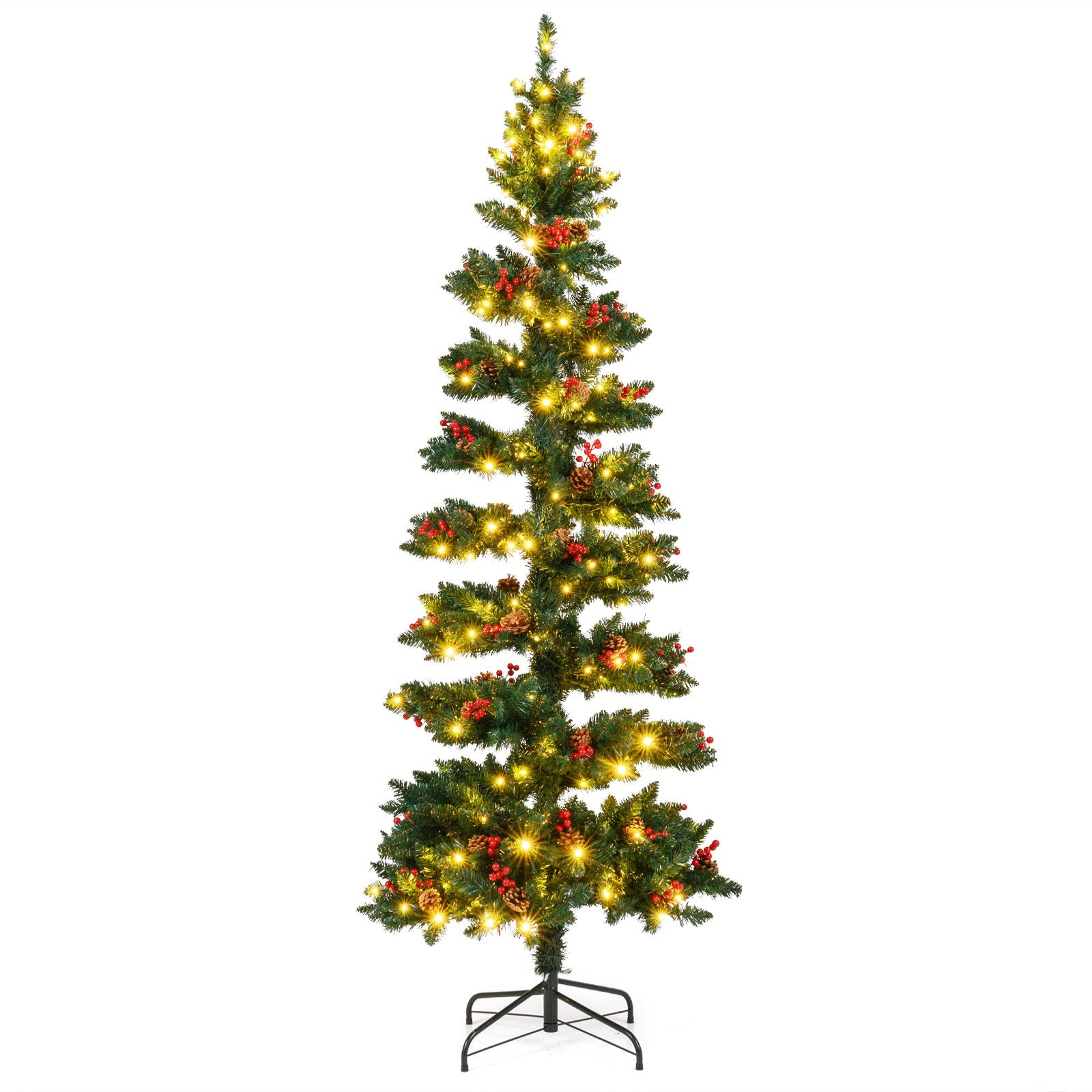 6/7 FT Pre-Lit Artificial Christmas Tree Spiral Holiday Tree with 612/791 Branch Tips and 8 Modes