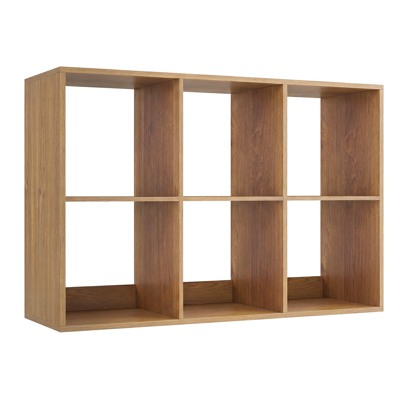 6 Cube Bookshelf with Back Guardrail for Living Room Bedroom