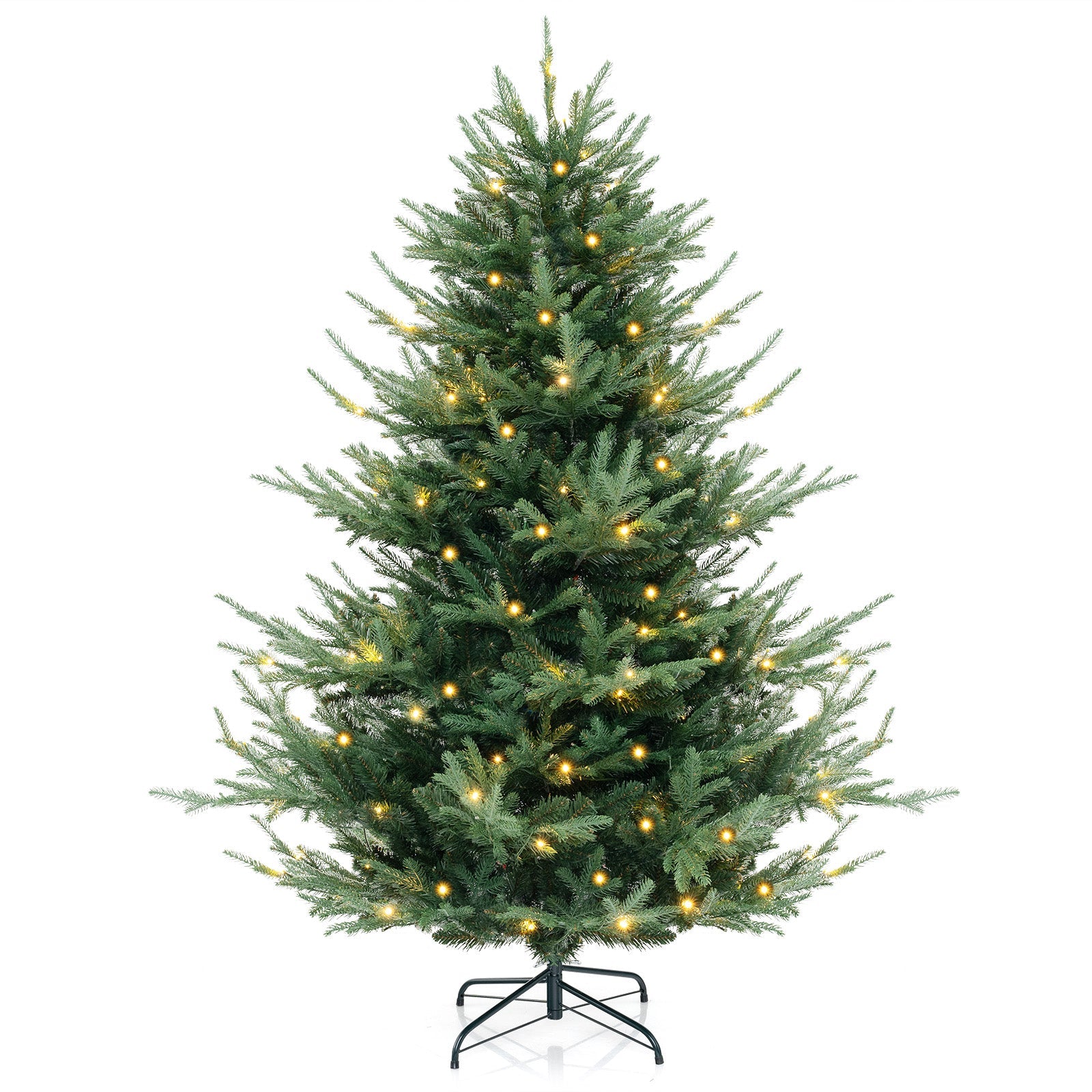 6 FT Pre-Lit Artificial Hinged Xmas Tree with 778 PVC and PE Branch Tips