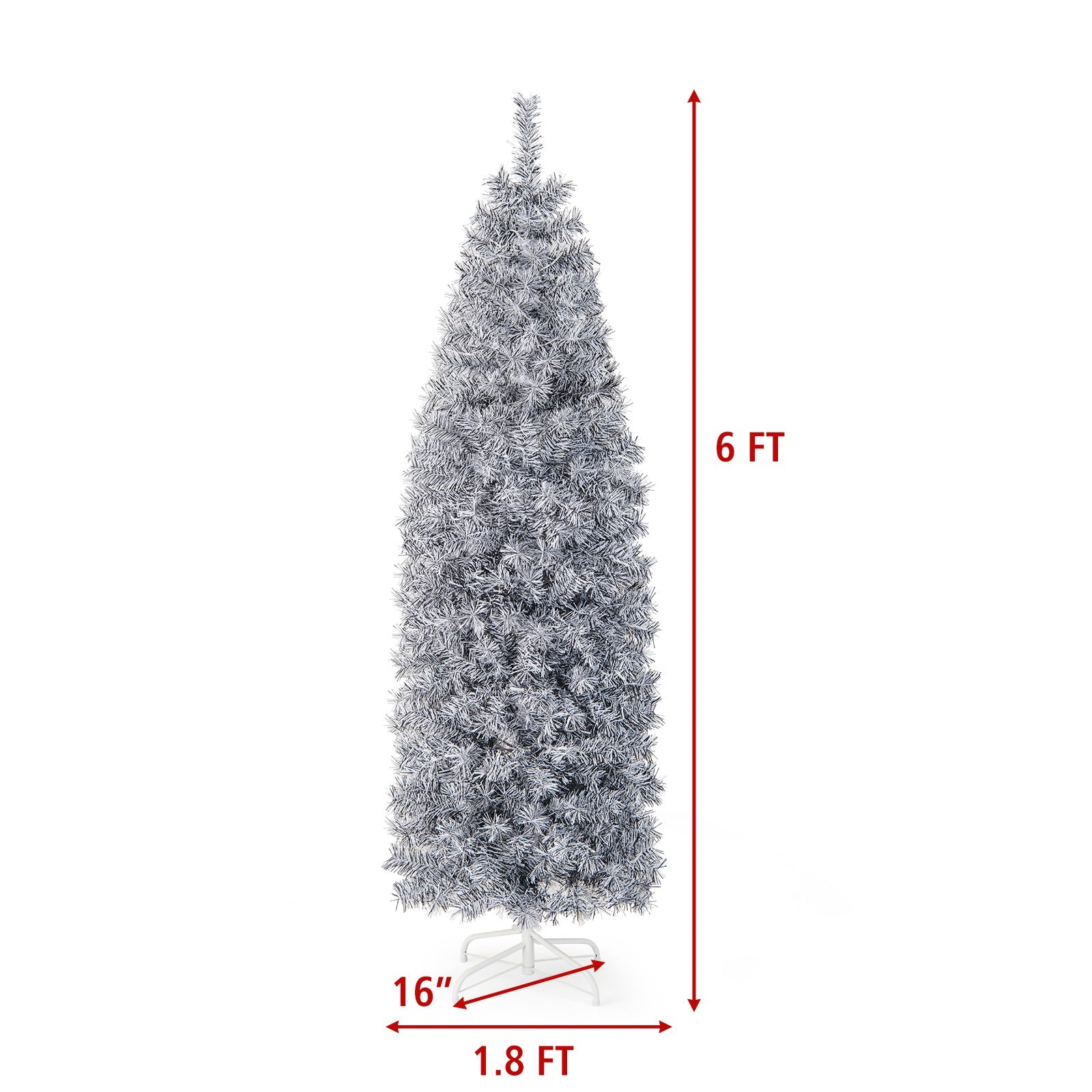 6 FT Pre-Lit Artificial Christmas Tree with 250 Cool-White LED Lights Black and White