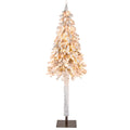 6 Feet Pre-Lit Slim Pencil Christmas Tree Snow Flocked Xmas Decor