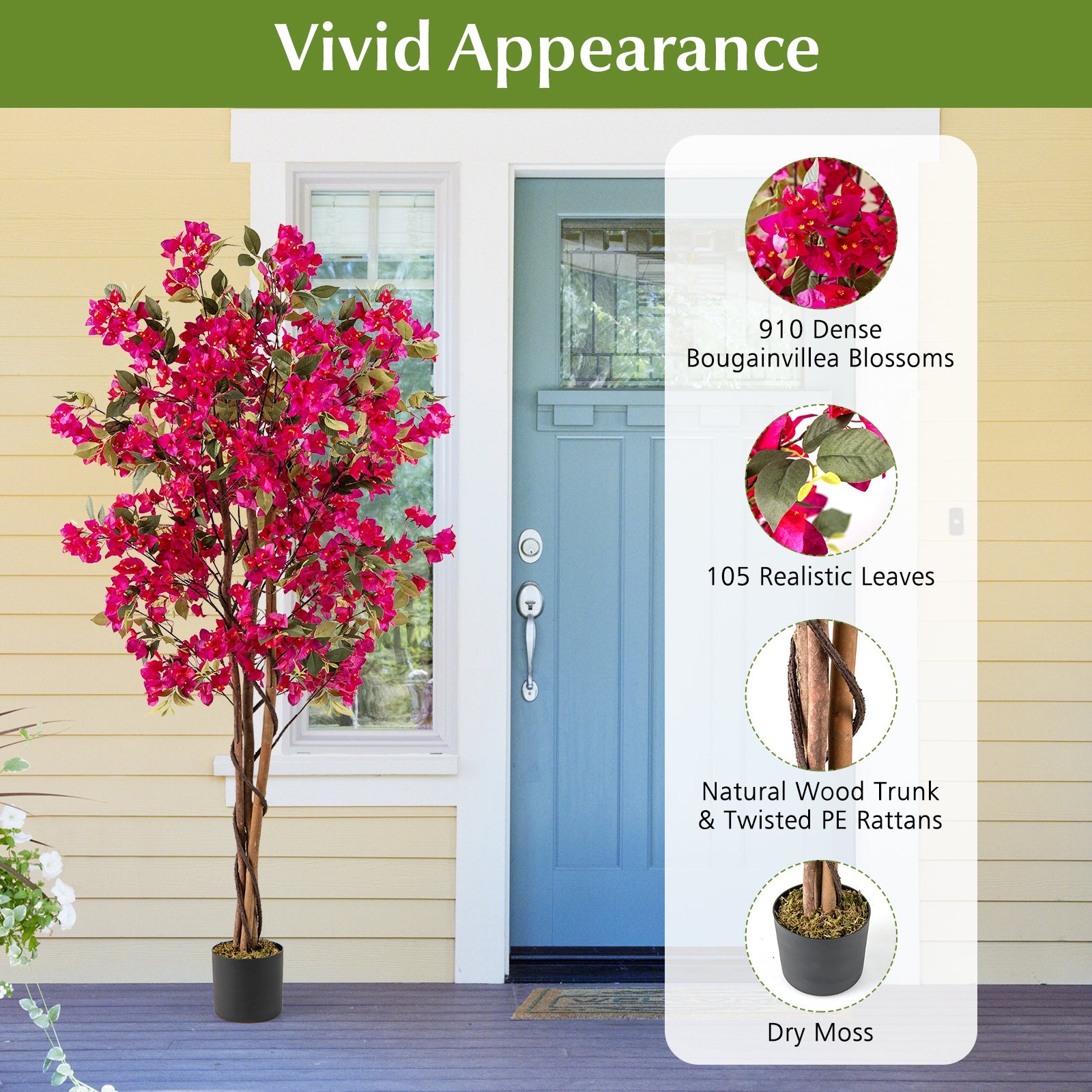 6 Feet Artificial Bougainvillea Tree with 910 Flowers