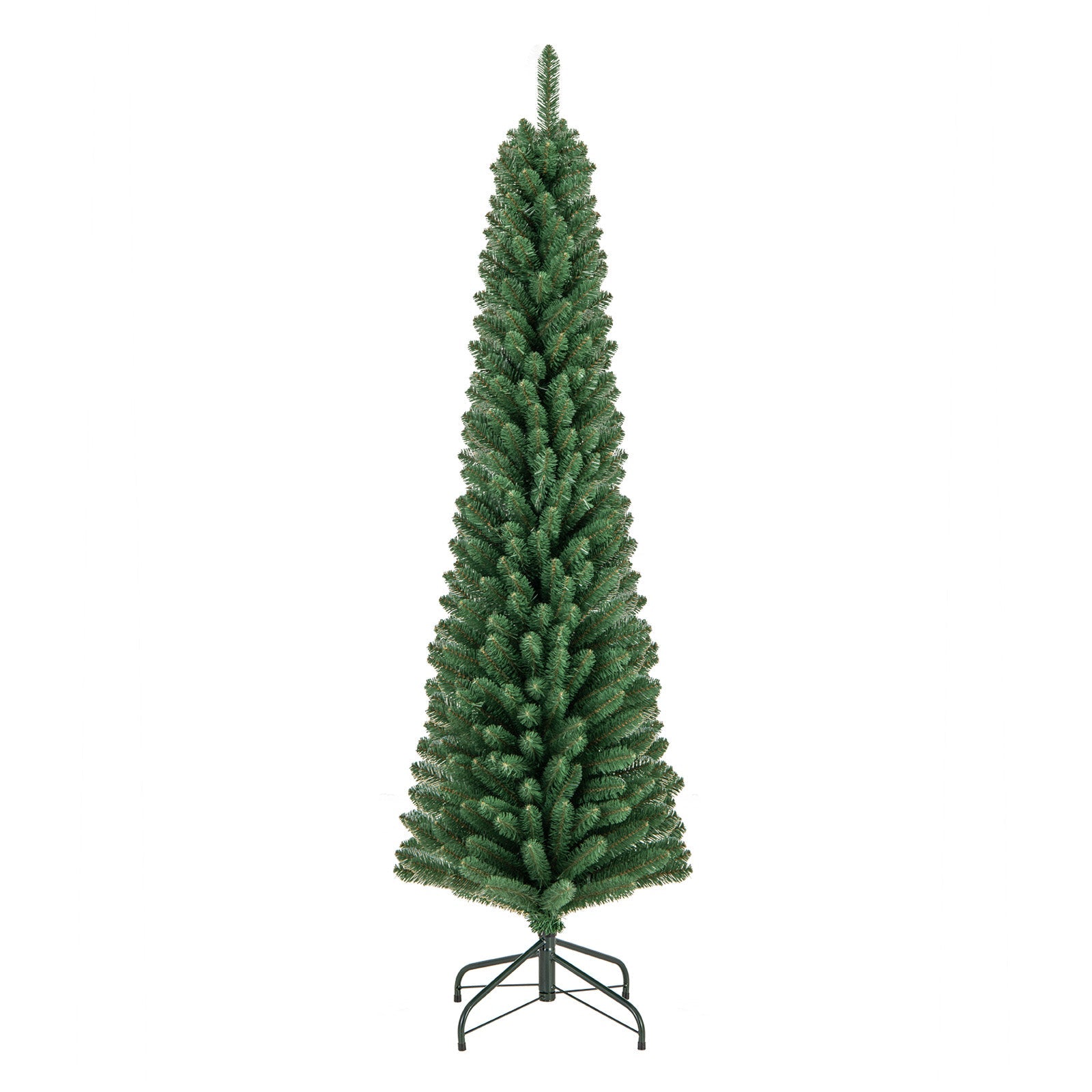 5/6/7/8 Feet Pencil Christmas Tree with 295/392/523/671 Memory Wire Branch Tips and Upgraded Metal Stand