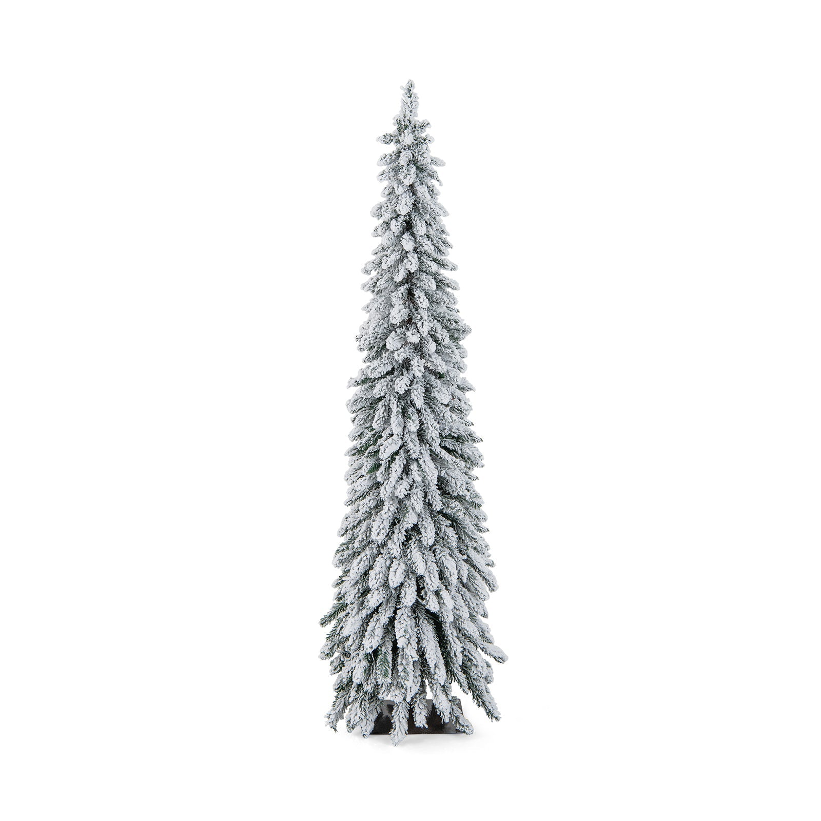 4/5/6 Feet Pre-Lit Artificial Christmas Tree Snow-Flocked Slim Pencil Xmas Decor-5 ft